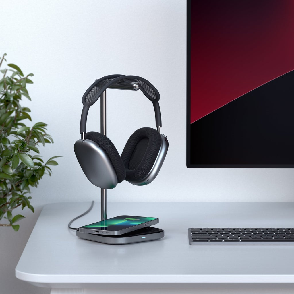 Satechi 2-IN-1 Headphone Stand w Wireless Charger USB-C (Cable inc., Adapter not inc.) - Space Grey)-3