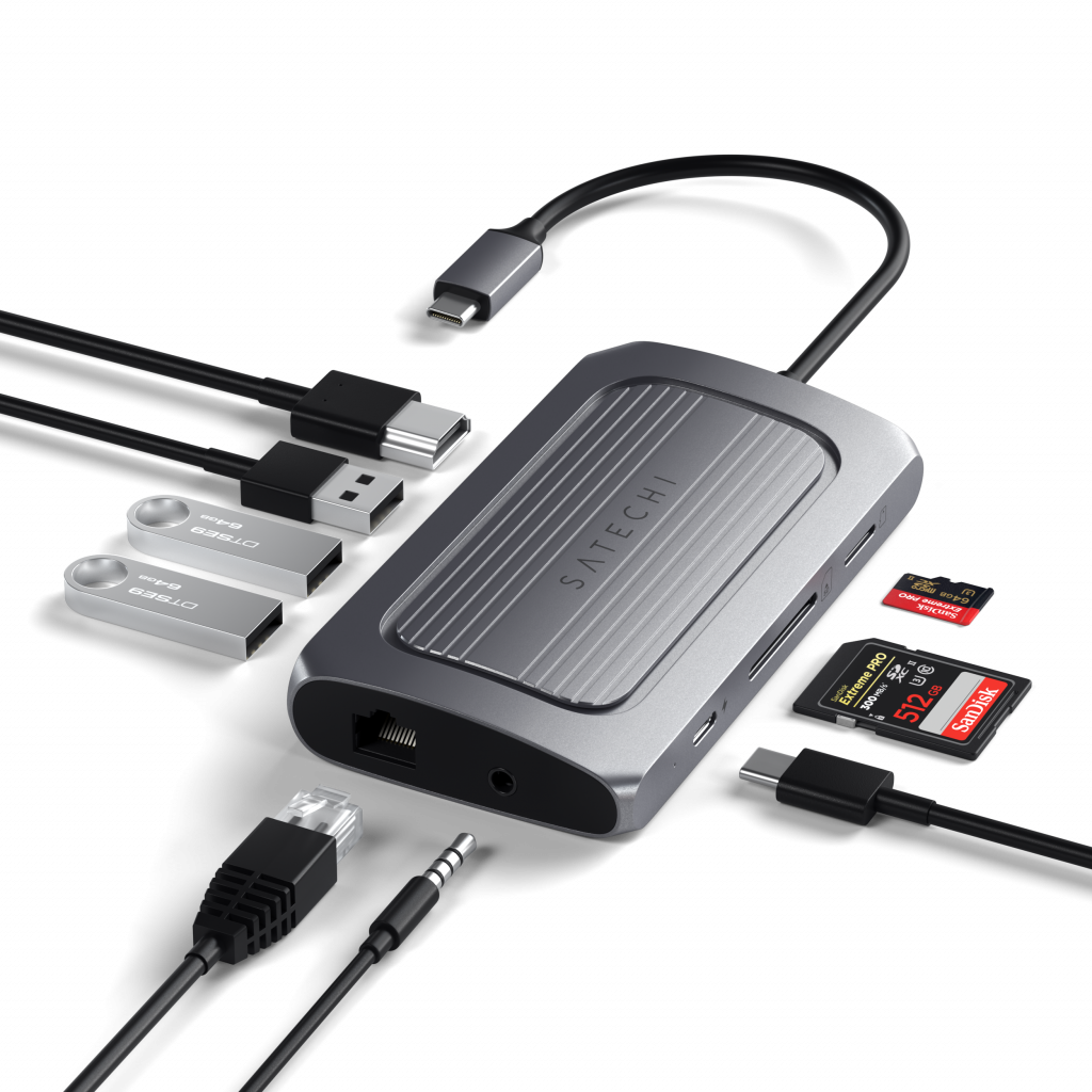 Satechi Aluminium USB4 Multiport Adapter w 8K HDMI (1x8K HDMI/30Hz, USB-C PD 100W, Ethernet, 2xUSB-A 3.2, 1xUSB-A 2.0, Micro/SD, 3.5mm audio) - Space Grey-7