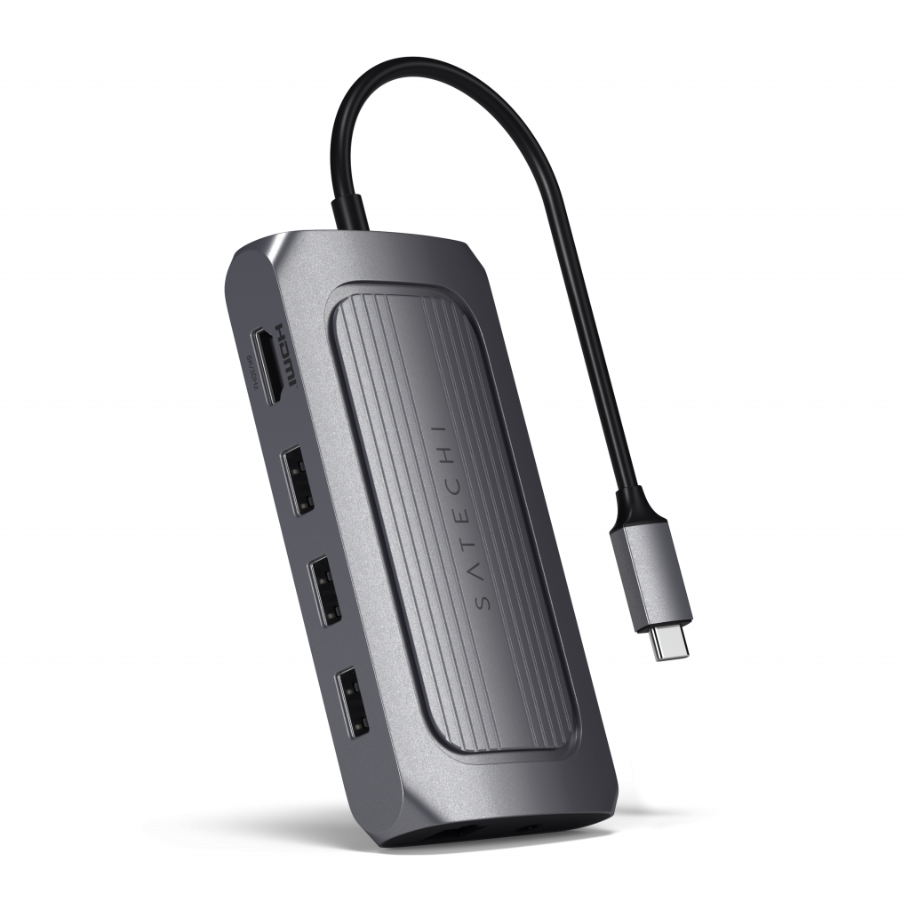 Satechi Aluminium USB4 Multiport Adapter w 8K HDMI (1x8K HDMI/30Hz, USB-C PD 100W, Ethernet, 2xUSB-A 3.2, 1xUSB-A 2.0, Micro/SD, 3.5mm audio) - Space Grey-2
