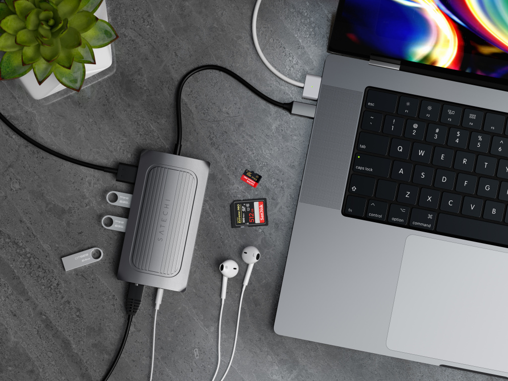 Satechi Aluminium USB4 Multiport Adapter w 8K HDMI (1x8K HDMI/30Hz, USB-C PD 100W, Ethernet, 2xUSB-A 3.2, 1xUSB-A 2.0, Micro/SD, 3.5mm audio) - Space Grey-6