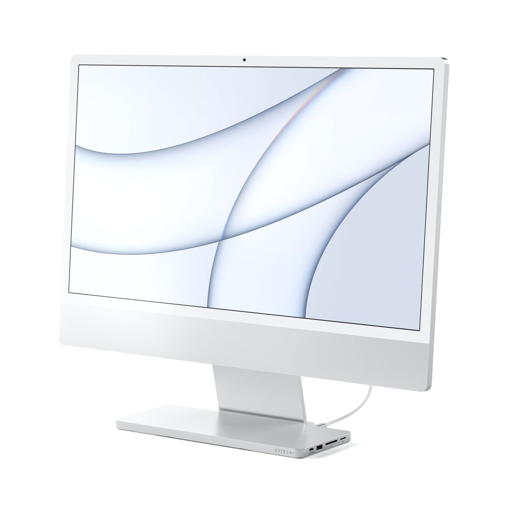 Satechi USB-C Slim Dock 24" IMAC (1xType-C Upstream Port,2x USB 2.0,1xMicro SD,1xSD Card,1xUSB-A,1x M.2 SSD slot, 1xUSB-C) colour match cable inc. - Silver-9
