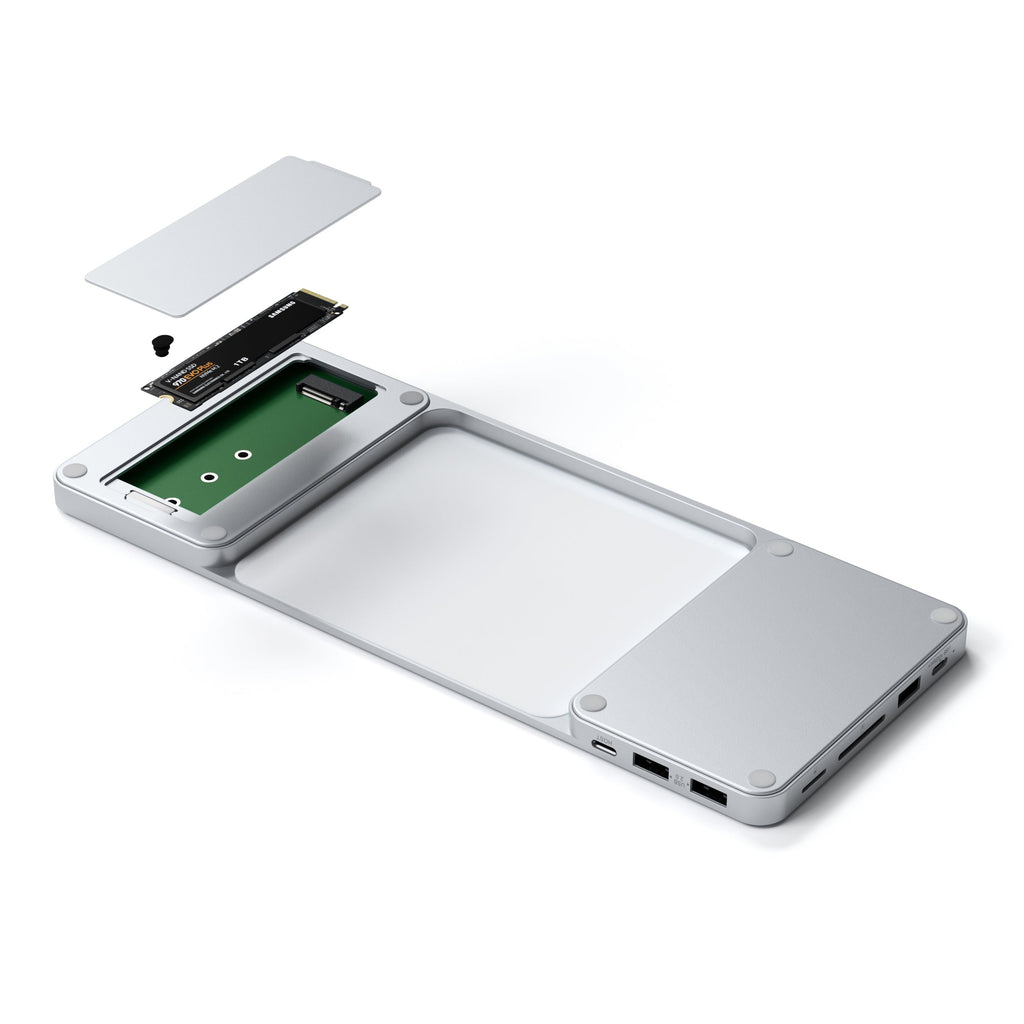 Satechi USB-C Slim Dock 24" IMAC (1xType-C Upstream Port,2x USB 2.0,1xMicro SD,1xSD Card,1xUSB-A,1x M.2 SSD slot, 1xUSB-C) colour match cable inc. - Silver-16