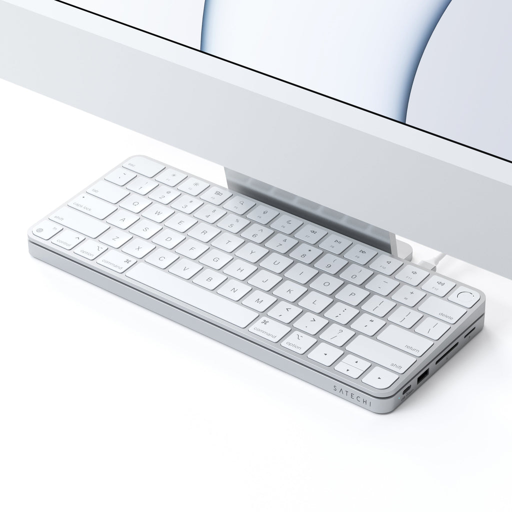 Satechi USB-C Slim Dock 24" IMAC (1xType-C Upstream Port,2x USB 2.0,1xMicro SD,1xSD Card,1xUSB-A,1x M.2 SSD slot, 1xUSB-C) colour match cable inc. - Silver-4