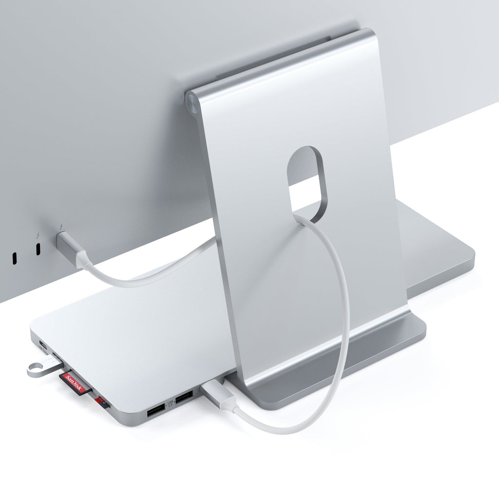Satechi USB-C Slim Dock 24" IMAC (1xType-C Upstream Port,2x USB 2.0,1xMicro SD,1xSD Card,1xUSB-A,1x M.2 SSD slot, 1xUSB-C) colour match cable inc. - Silver-14
