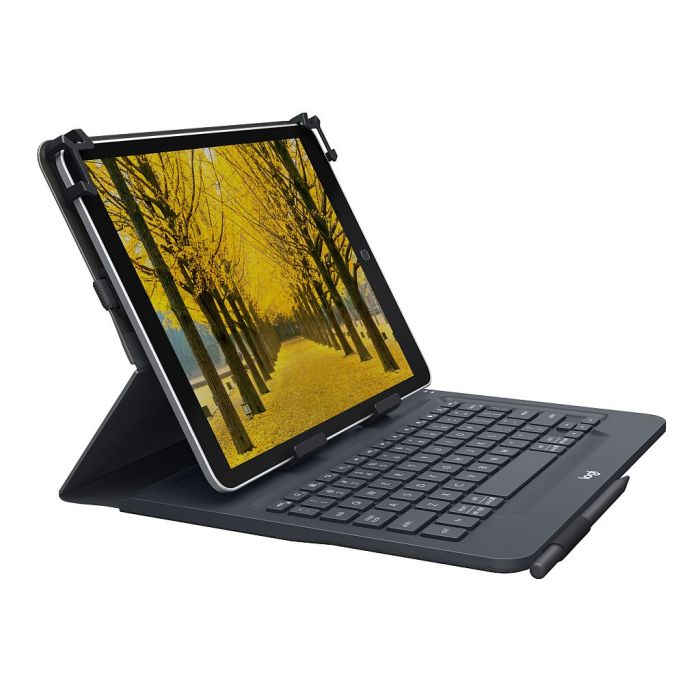 Logitech Universal Folio Keyboard case with Bluetooth for 9-10 inch Apple, Android, Windows tablets for 9-10 inch tablets - crna - UK-6