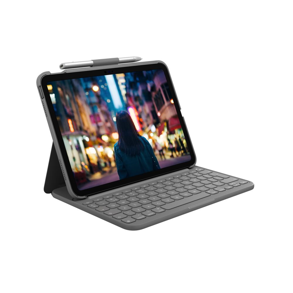 Logitech Slim Folio for iPad (10th gen) - Grey UK tipkovnica-0