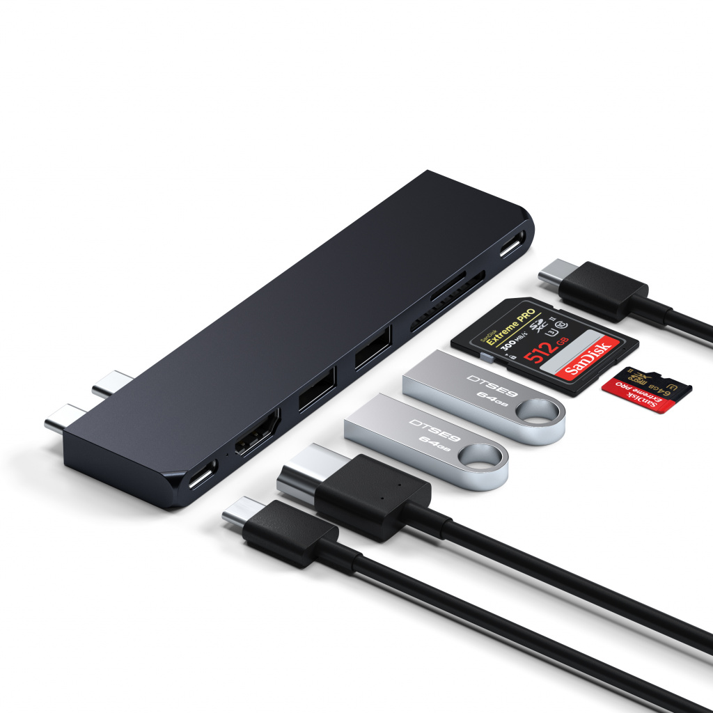 Satechi PRO HUB SLIM (1xUSB4,1xHDMI,2xUSB-A,SD/MicroSD,UHS-I up to 104MB/s, SD/SDHC/SDXC up to 2TB,1xUSB-C) - Midnight crna-2
