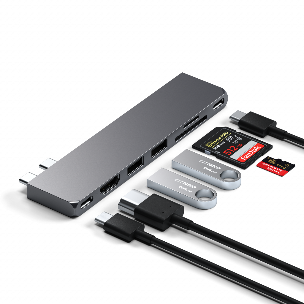 Satechi PRO HUB SLIM (1xUSB4,1xHDMI,2xUSB-A,SD/MicroSD,UHS-I up to 104MB/s, SD/SDHC/SDXC up to 2TB,1xUSB-C) - Space Grey-5