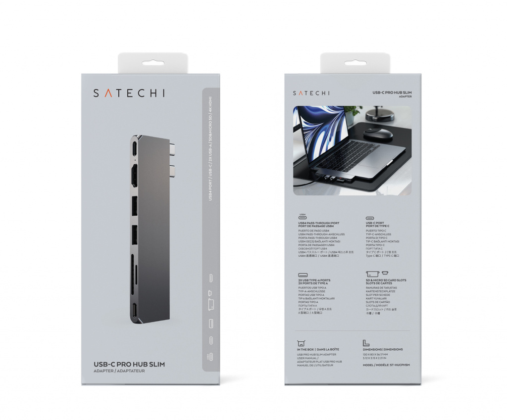 Satechi PRO HUB SLIM (1xUSB4,1xHDMI,2xUSB-A,SD/MicroSD,UHS-I up to 104MB/s, SD/SDHC/SDXC up to 2TB,1xUSB-C) - Space Grey-3