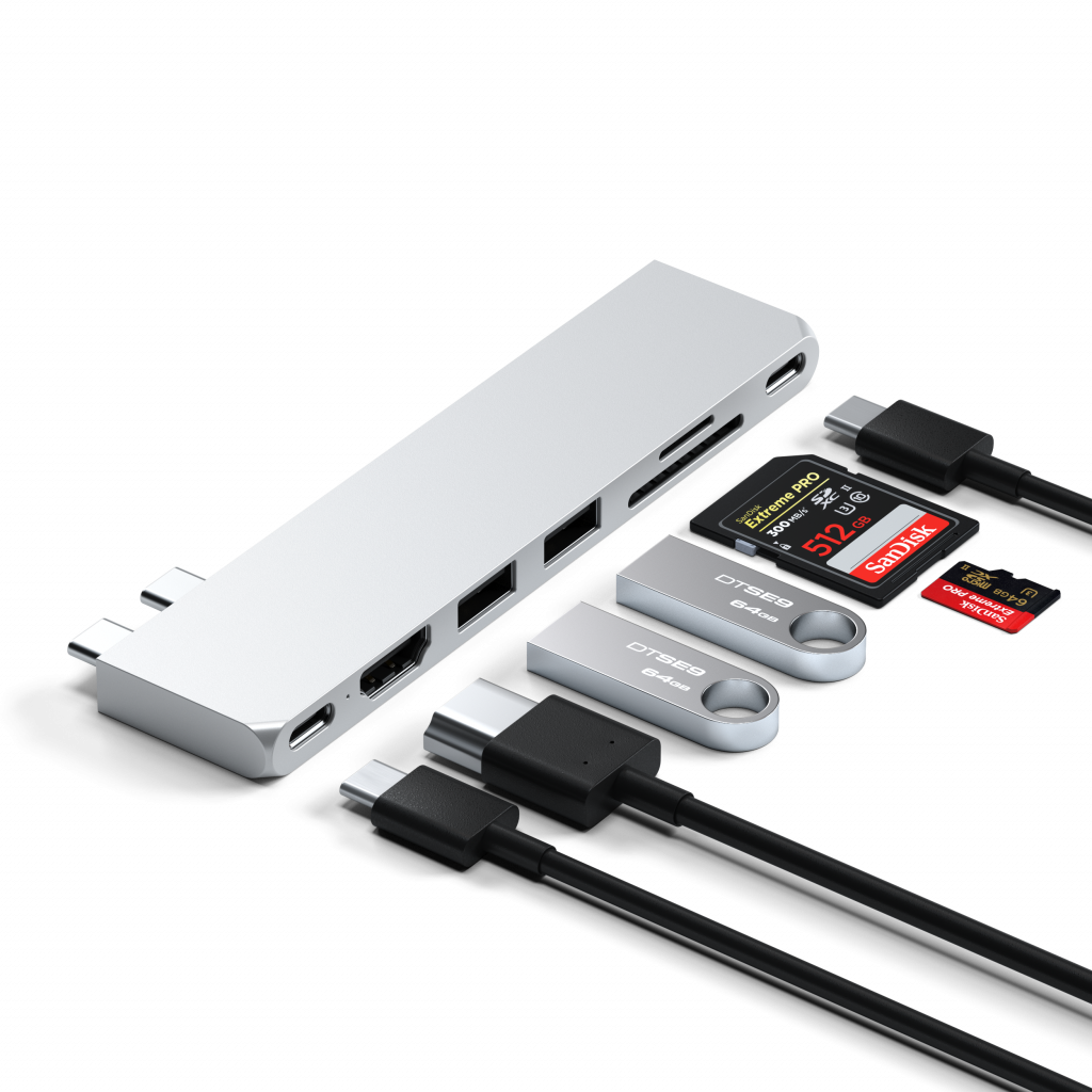 Adapter SATECHI PRO HUB SLIM (1xUSB4, 1xHDMI, 2xUSB-A, SD/MicroSD) - Silver-2