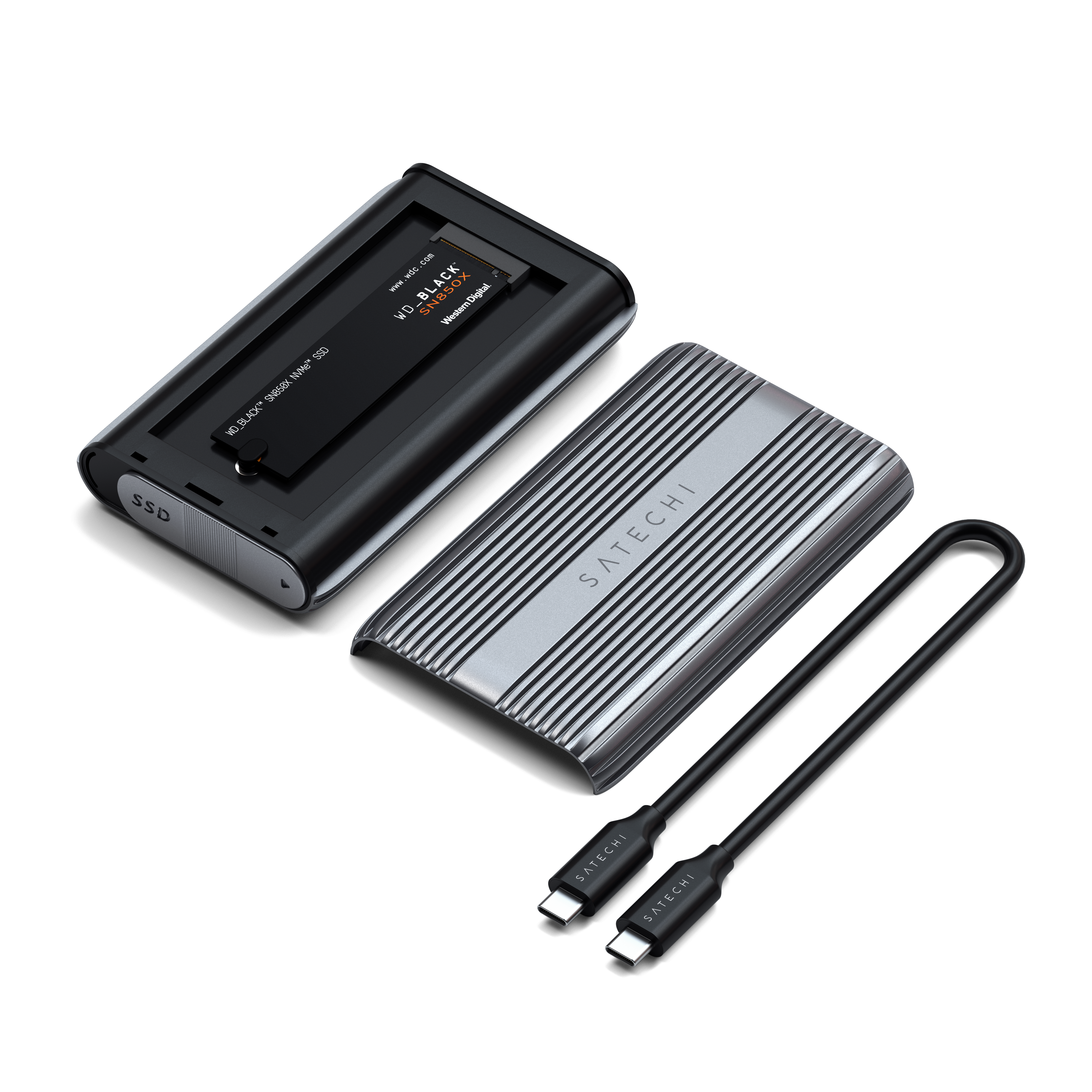Satechi USB4 NVMe SSD Pro Enclosure (M.2 NVMe Drives 2280/2260/2242mm-16TBmax,PCI-E Gen 4x4,max bandwidth 8GB/s; reading/writing 3840MB/s ) - Grey-3