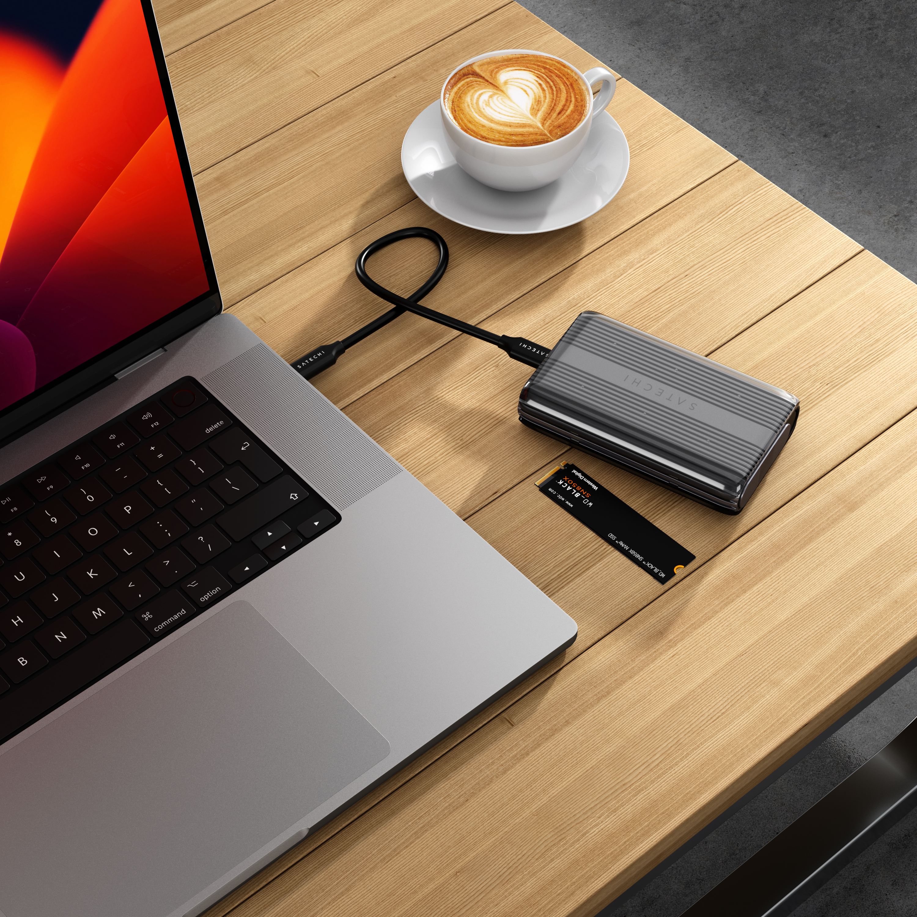 Satechi USB4 NVMe SSD Pro Enclosure (M.2 NVMe Drives 2280/2260/2242mm-16TBmax,PCI-E Gen 4x4,max bandwidth 8GB/s; reading/writing 3840MB/s ) - Grey-1