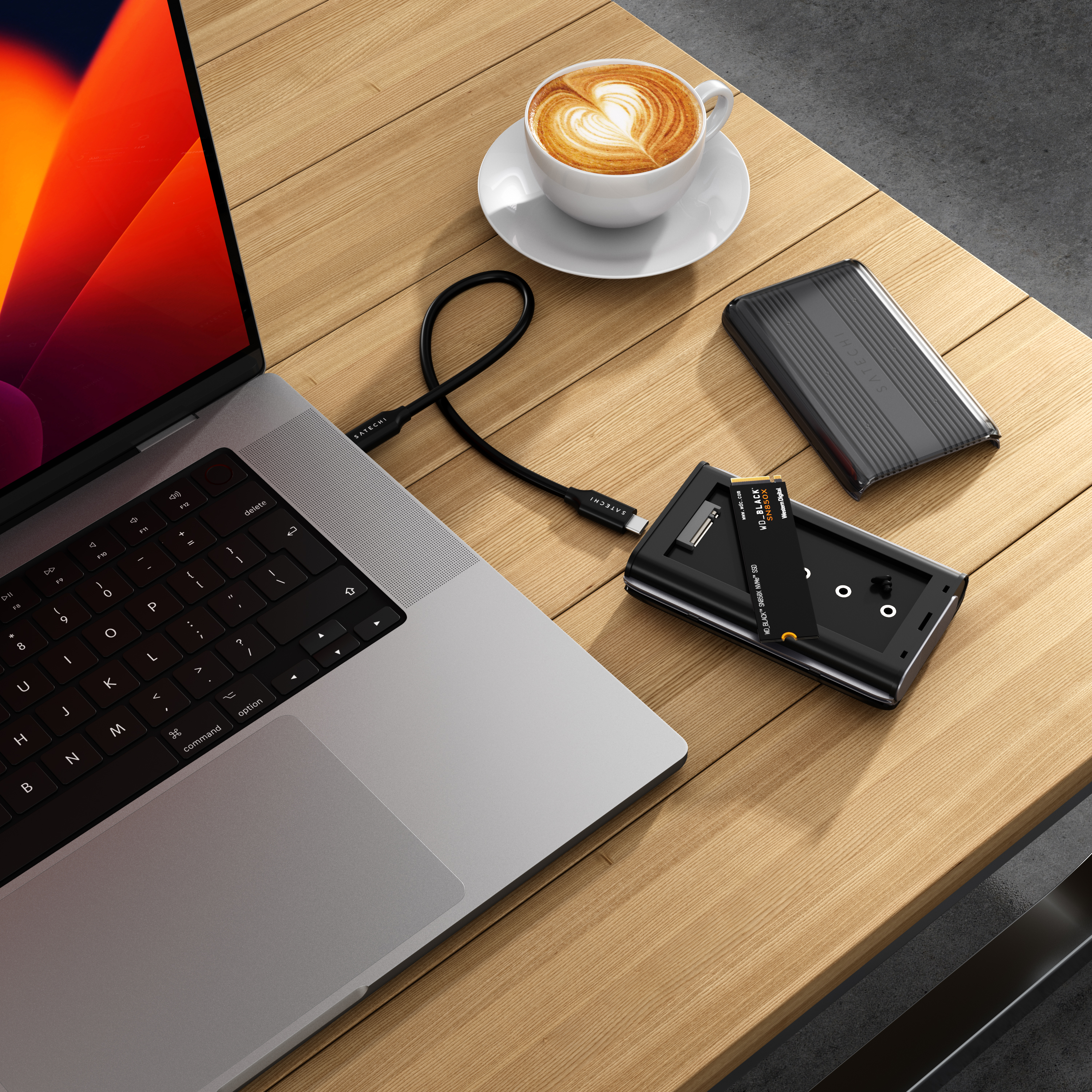 Satechi USB4 NVMe SSD Pro Enclosure (M.2 NVMe Drives 2280/2260/2242mm-16TBmax,PCI-E Gen 4x4,max bandwidth 8GB/s; reading/writing 3840MB/s ) - Grey-4