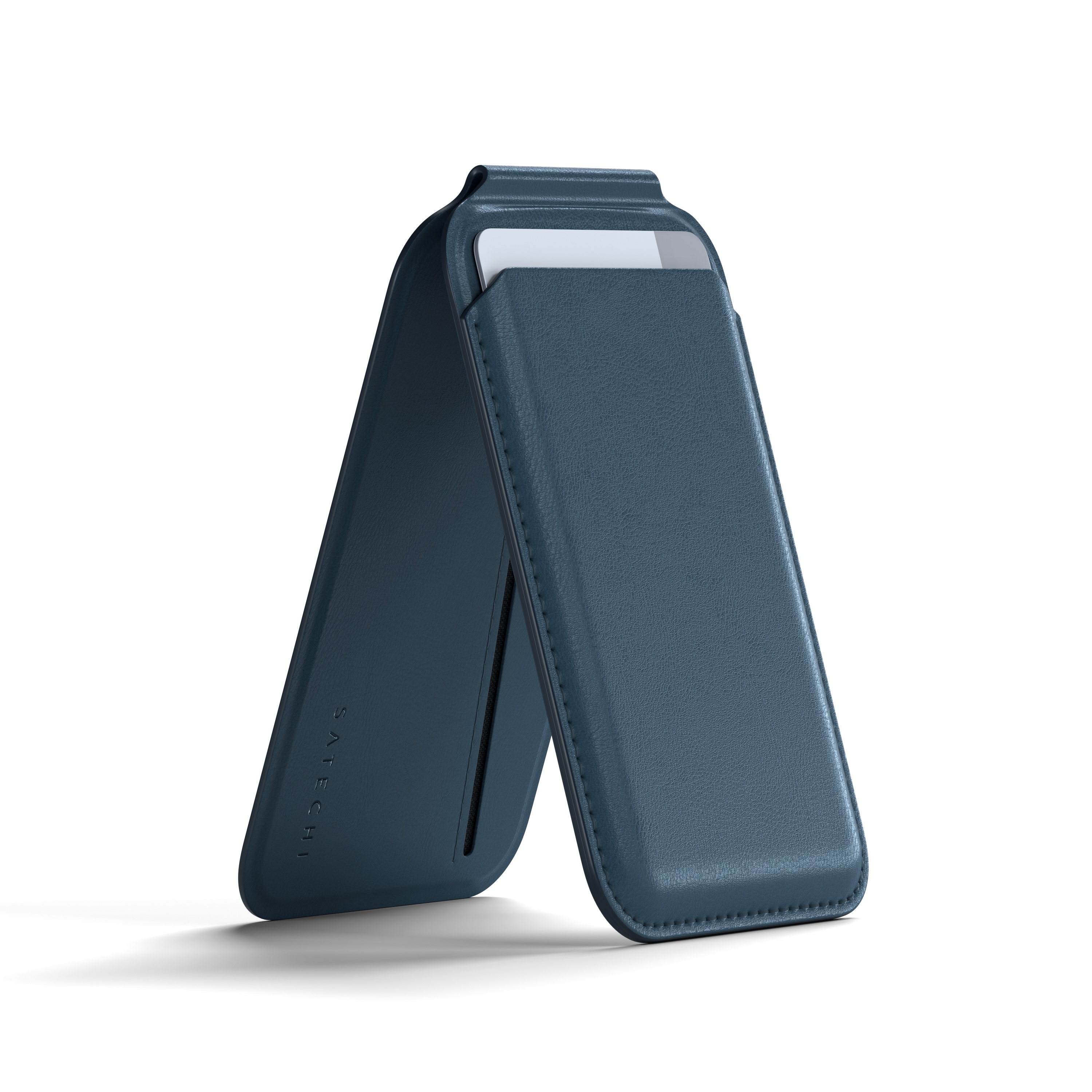 Satechi Vegan-Leather Magnetic Wallet Stand (iPhone 12/13/14/15 all models) - Dark Blue-0