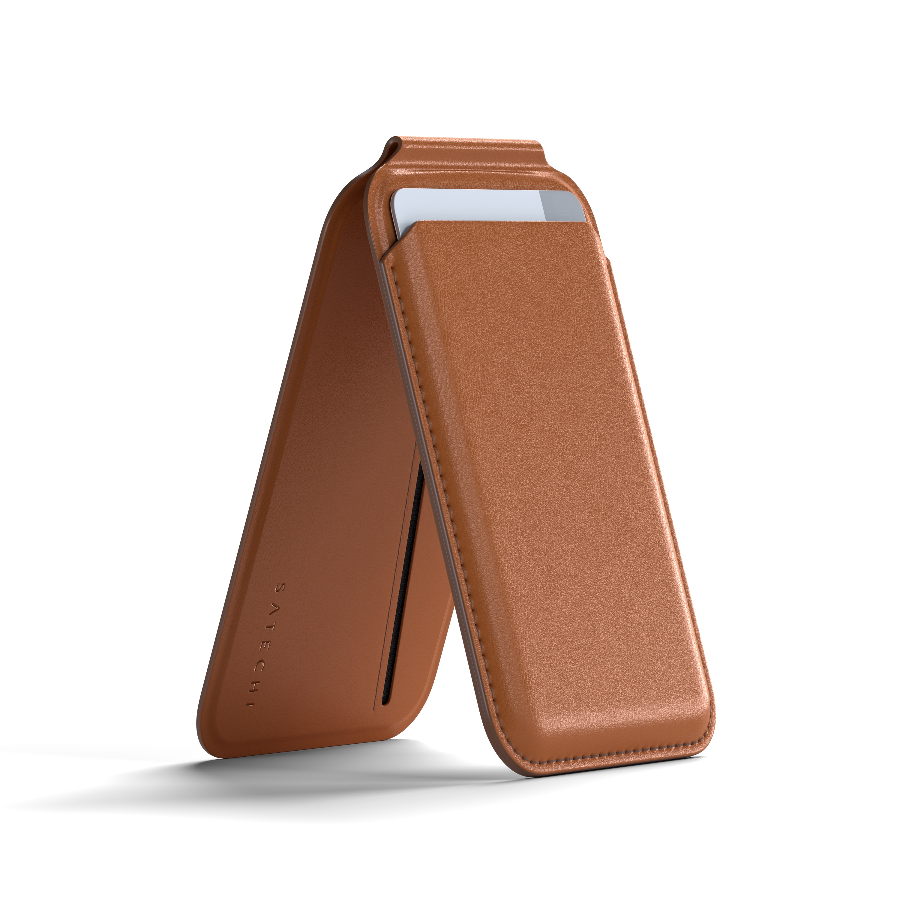 SATECHI Vegan-Leather Magnetic Wallet Stand (za sve modele iPhone 12/13/14/15) - smeđa-0
