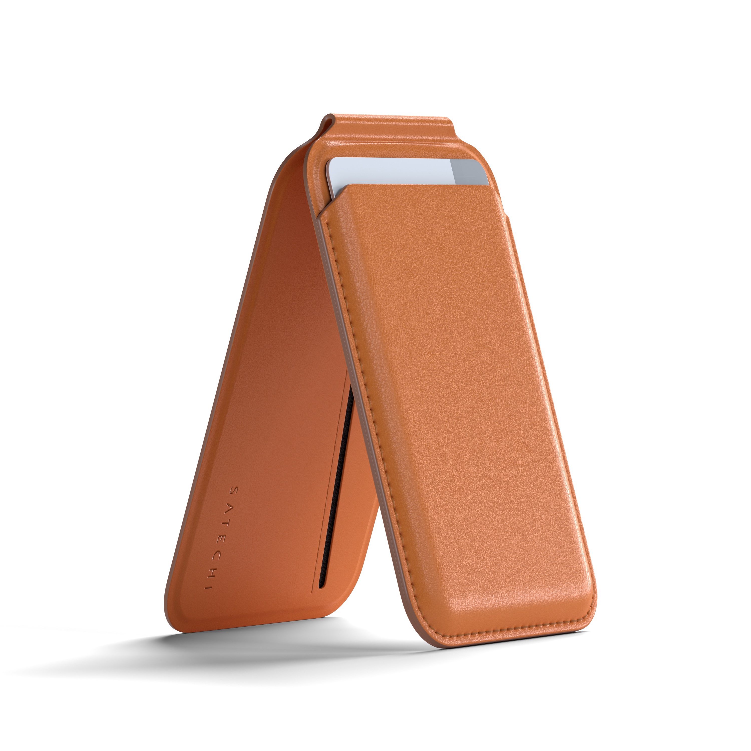 SATECHI Vegan-Leather Magnetic Wallet Stand (za sve modele iPhone 12/13/14/15) - Narančasta-0