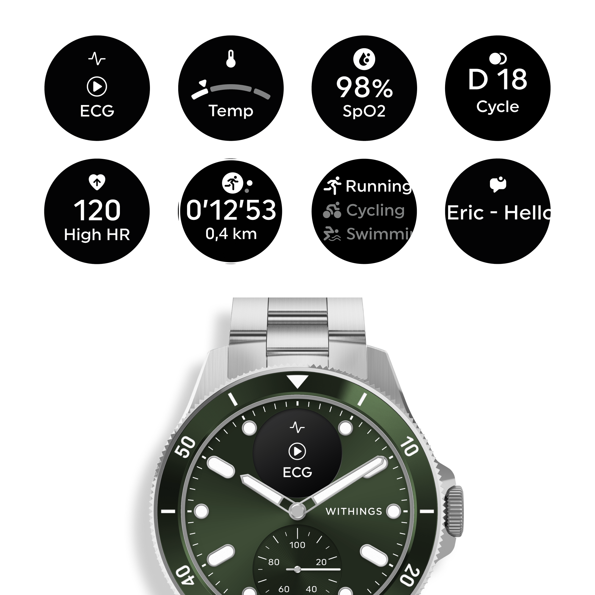 Pametni sat WITHINGS ScanWatch Nova 42mm - Green-3