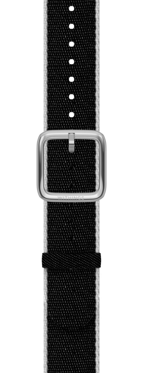 Narukvica Withings Polyethylene terephthalate 18mm s srebrnom kopčom za Scanwatch 38mm, Steel HR 36mm, Withings Move, Move ECG, Steel - crna i bijela-0