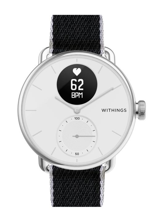 Narukvica Withings Polyethylene terephthalate 18mm s srebrnom kopčom za Scanwatch 38mm, Steel HR 36mm, Withings Move, Move ECG, Steel - crna i bijela-1