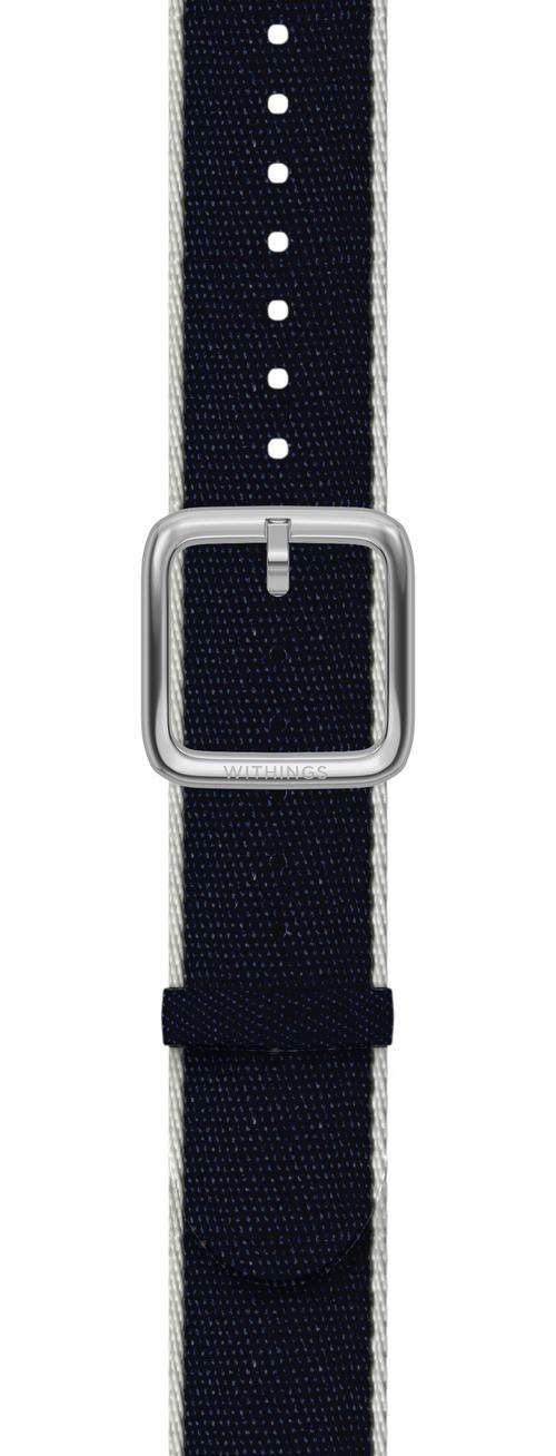 Narukvica Withings Polyethylene terephthalate 18mm s srebrnom kopčom za Scanwatch 38mm, Steel HR 36mm, Withings Move, Move ECG, Steel - plava i bijela-0
