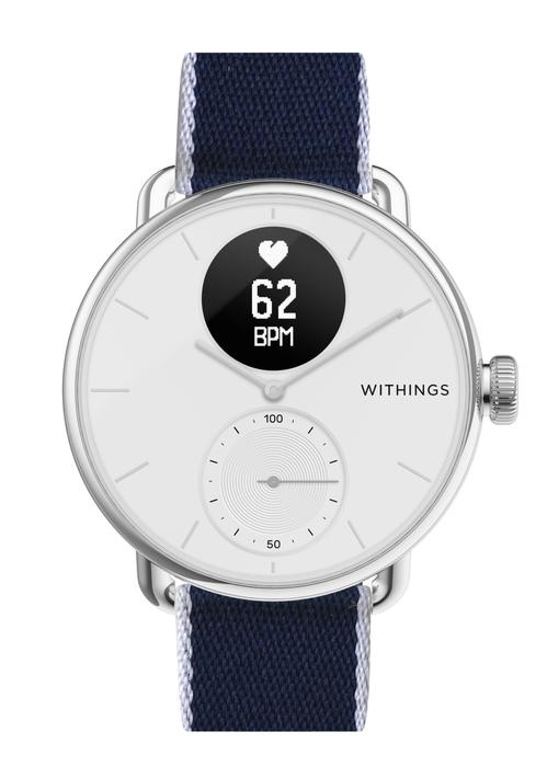 Narukvica Withings Polyethylene terephthalate 18mm s srebrnom kopčom za Scanwatch 38mm, Steel HR 36mm, Withings Move, Move ECG, Steel - plava i bijela-1