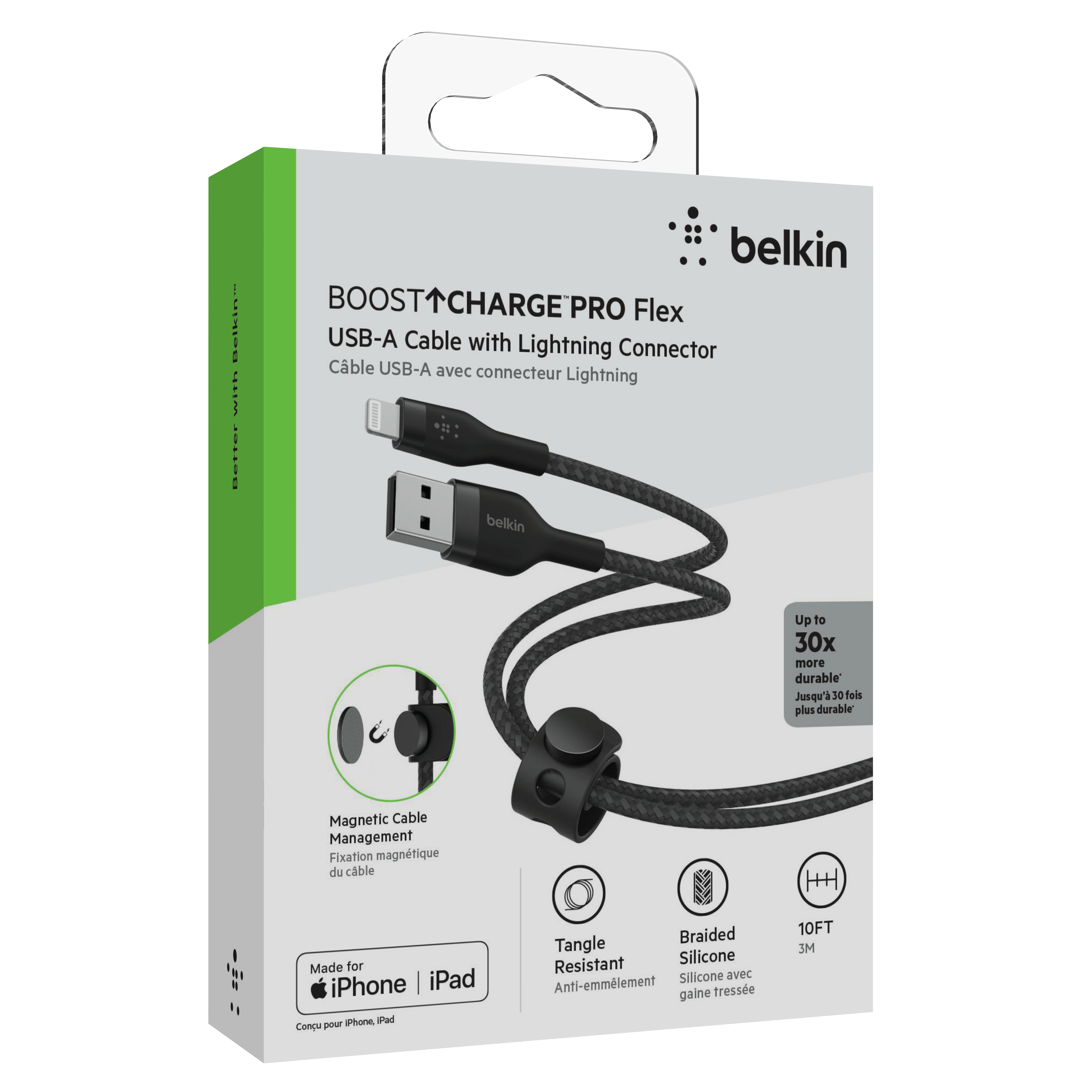 Kabel Belkin BOOST CHARGE PRO Flex USB-A do LTG, pleteni silikonski kabel - 3M - crna-7