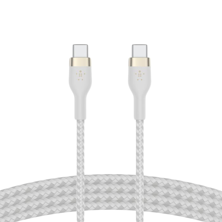 Belkin BOOST CHARGE PRO Flex USB-C to USB-C 2.0, Braided Silicone Cable - 1M - White-12