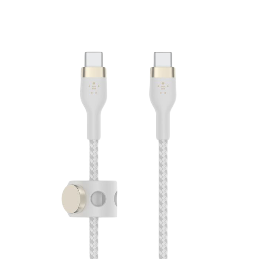 Belkin BOOST CHARGE PRO Flex USB-C to USB-C 2.0, Braided Silicone Cable - 1M - White-15