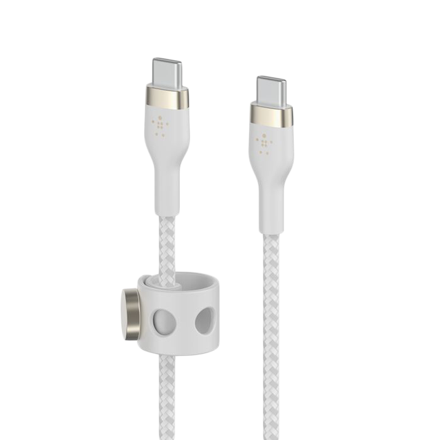 Belkin BOOST CHARGE PRO Flex USB-C to USB-C 2.0, Braided Silicone Cable - 1M - White-16