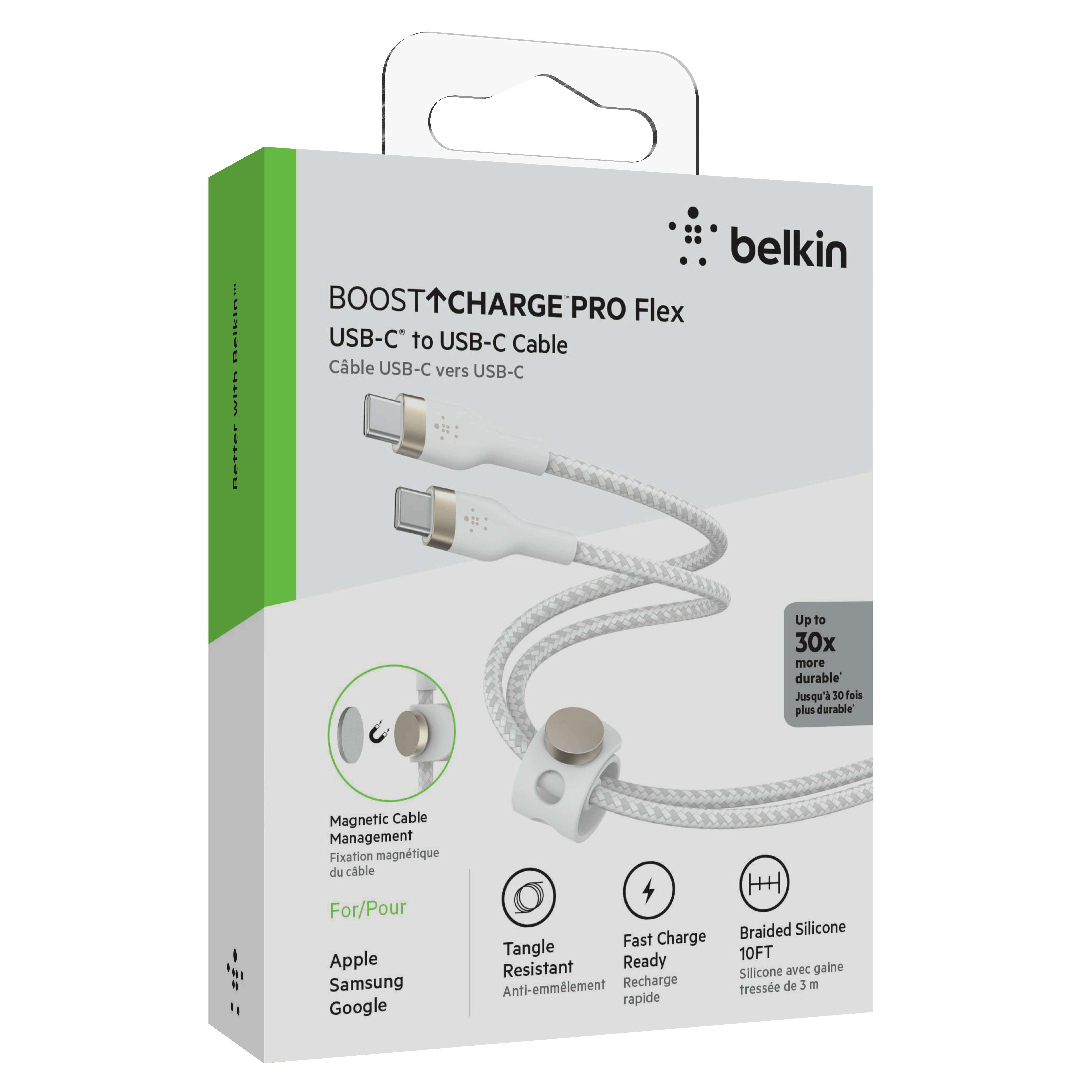 Kabel BELKIN BOOST CHARGE PRO Flex USB-C to USB-C 2.0 (3m, bijeli)-2
