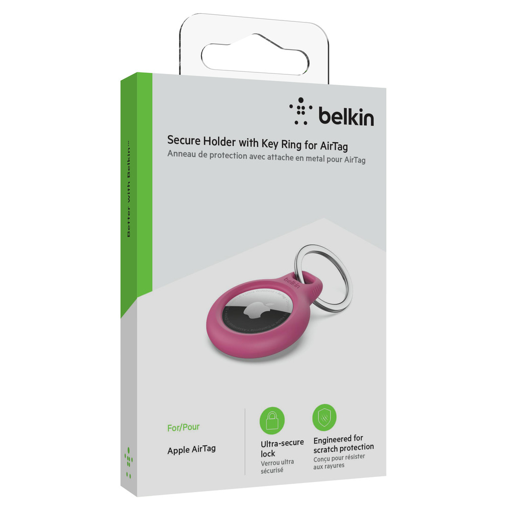Belkin Secure Holder w Keyring - Airtag - Pink-6