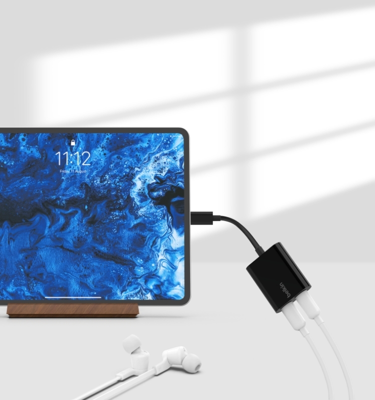 Belkin ROCKSTAR Dual USB-C Audio + Charge Adapter - crna-2