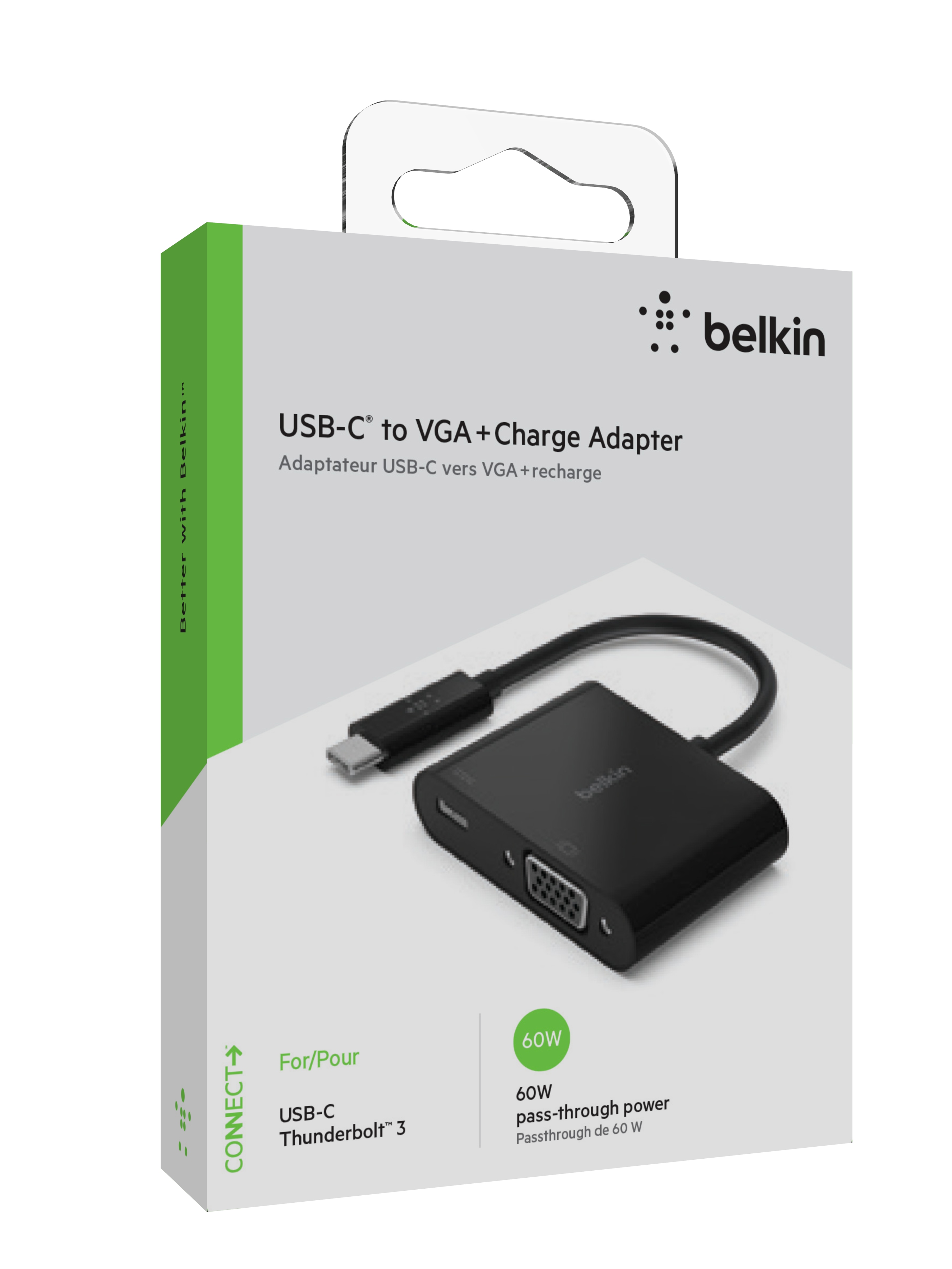Adapter Belkin USB-C na VGA + Punjač (60W PD) - crna-2