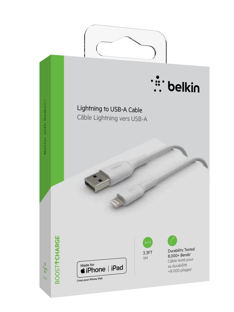 Belkin BOOST CHARGE USB-A to Lightning Cable, PVC - 1M - White-1