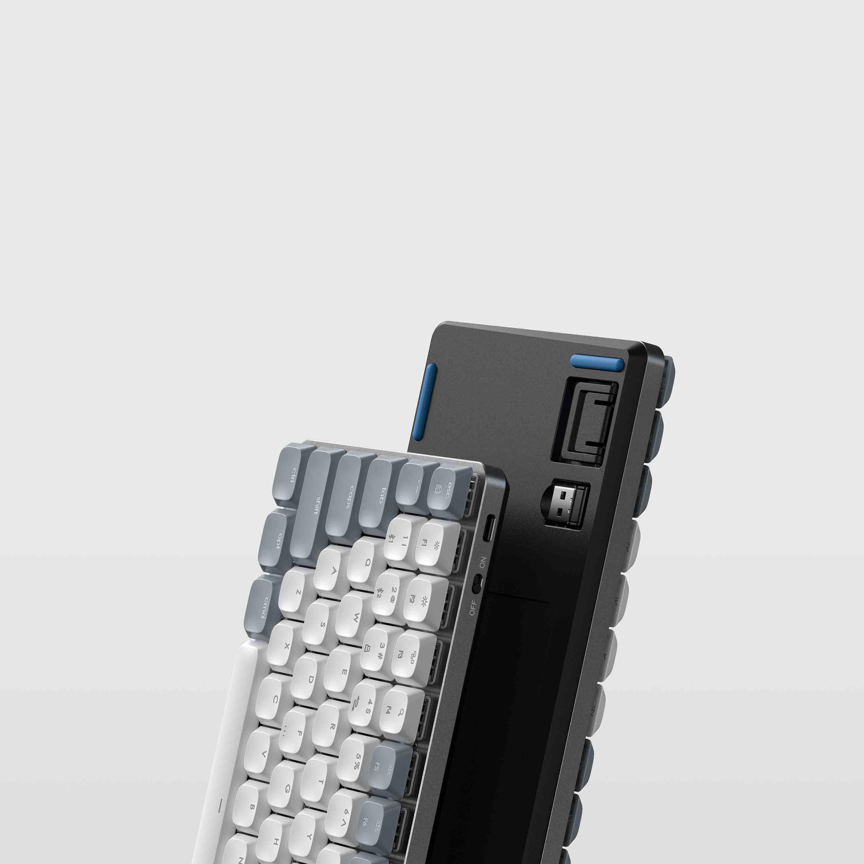Satechi SM1 Slim Mechanical Backlit Bluetooth Keyboard (Windows Keycaps - Windows, Left Alt, Right Alt 2.4GHz USB Receiver) - Grey/White-1