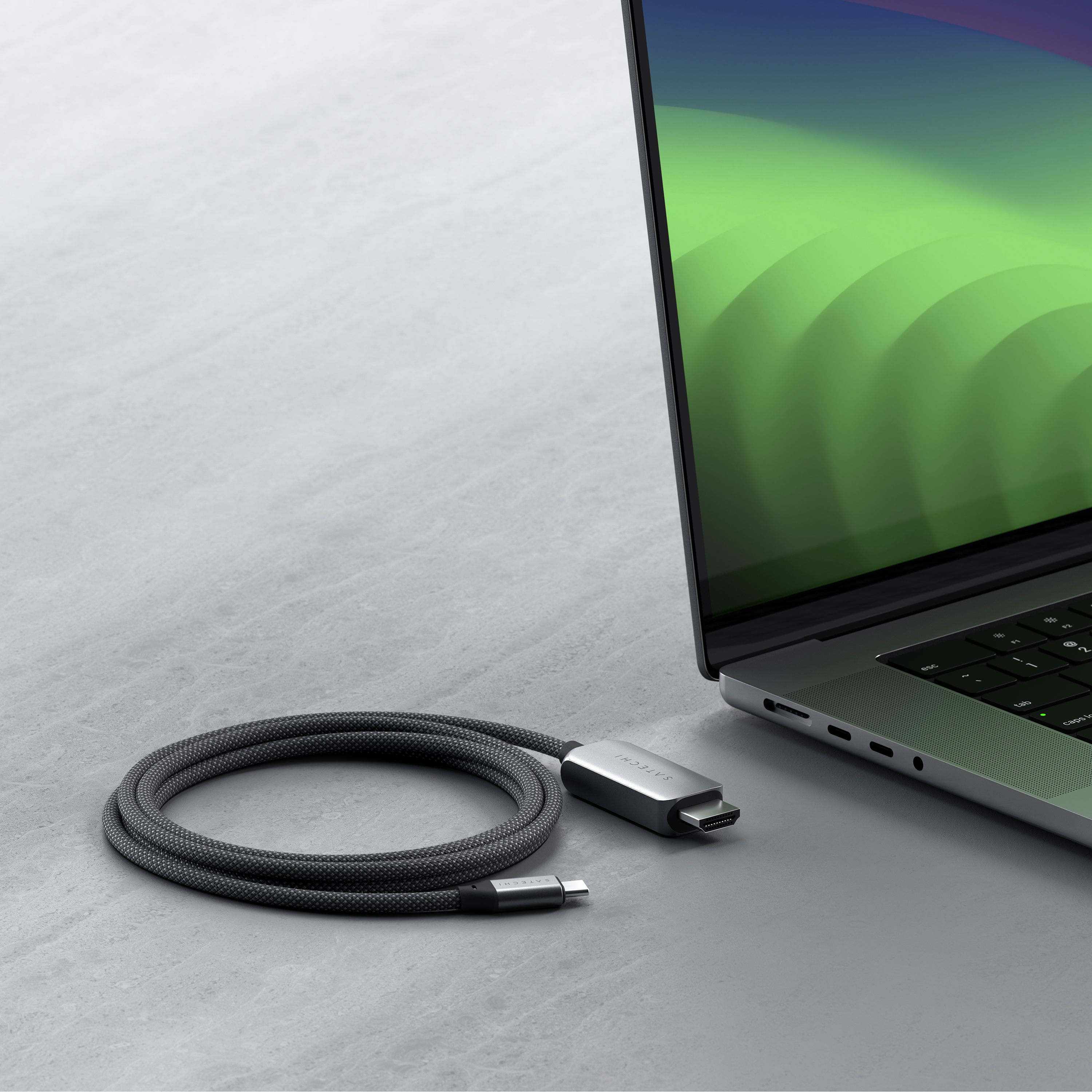 Satechi USB-C To HDMI 2.1 8K Cable (Mac Devices up to 4K/60Hz, 8K/60Hz, 4K 60Hz/120Hz, 2K/ 40Hz, 1080P/500Hz, Dynamic HDR10+ HDCP 1.4 & HDCP 2.3) - Space Grey-1