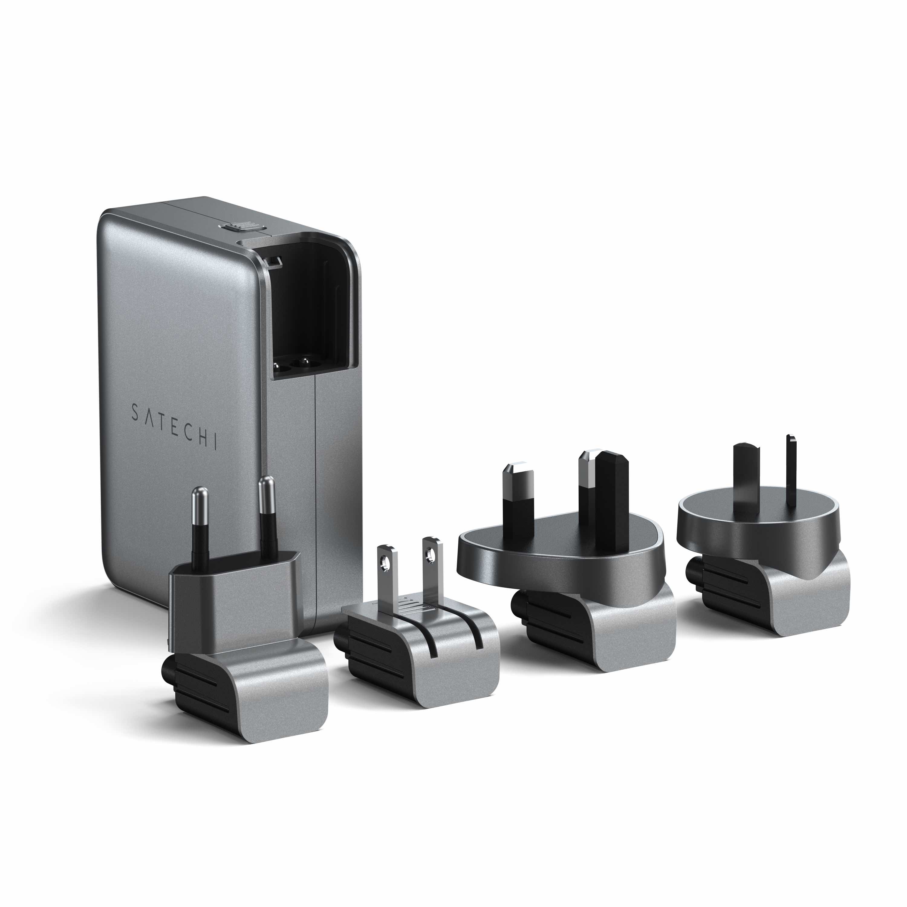 Punjač SATECHI Travel Charger 145W USB-C 4-Port (4x USB-C PD, UK-EU-AU-US adapter & mrežasta torbica uključeni) - Space Grey-5