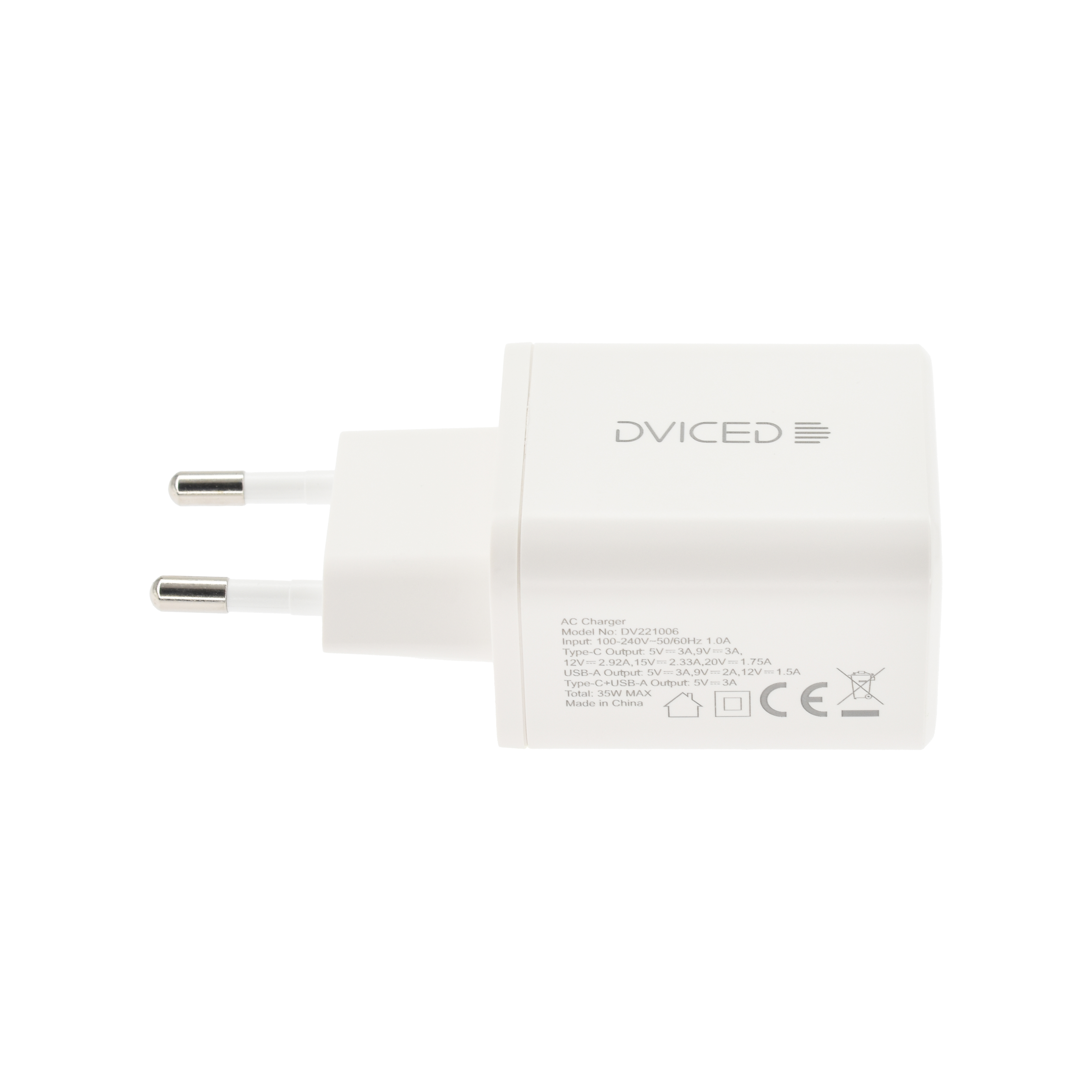 Punjač DVICED Wall charger 35W GaN (1 USB-A, 1 USB-C, EU, bijeli)-2
