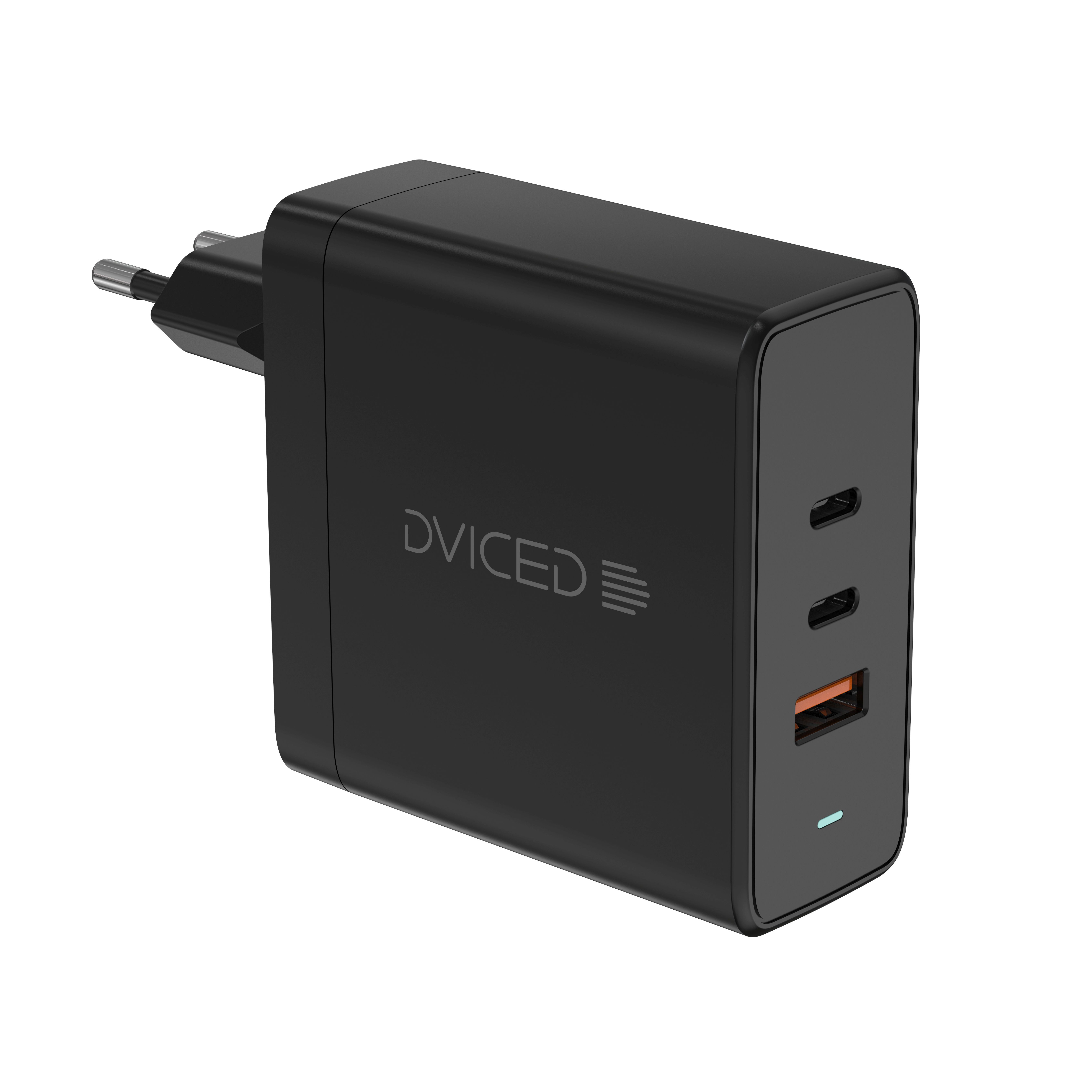 Punjač DVICED Wall charger 65W GaN (1 USB-A, 2 USB-C, EU, crna boja)