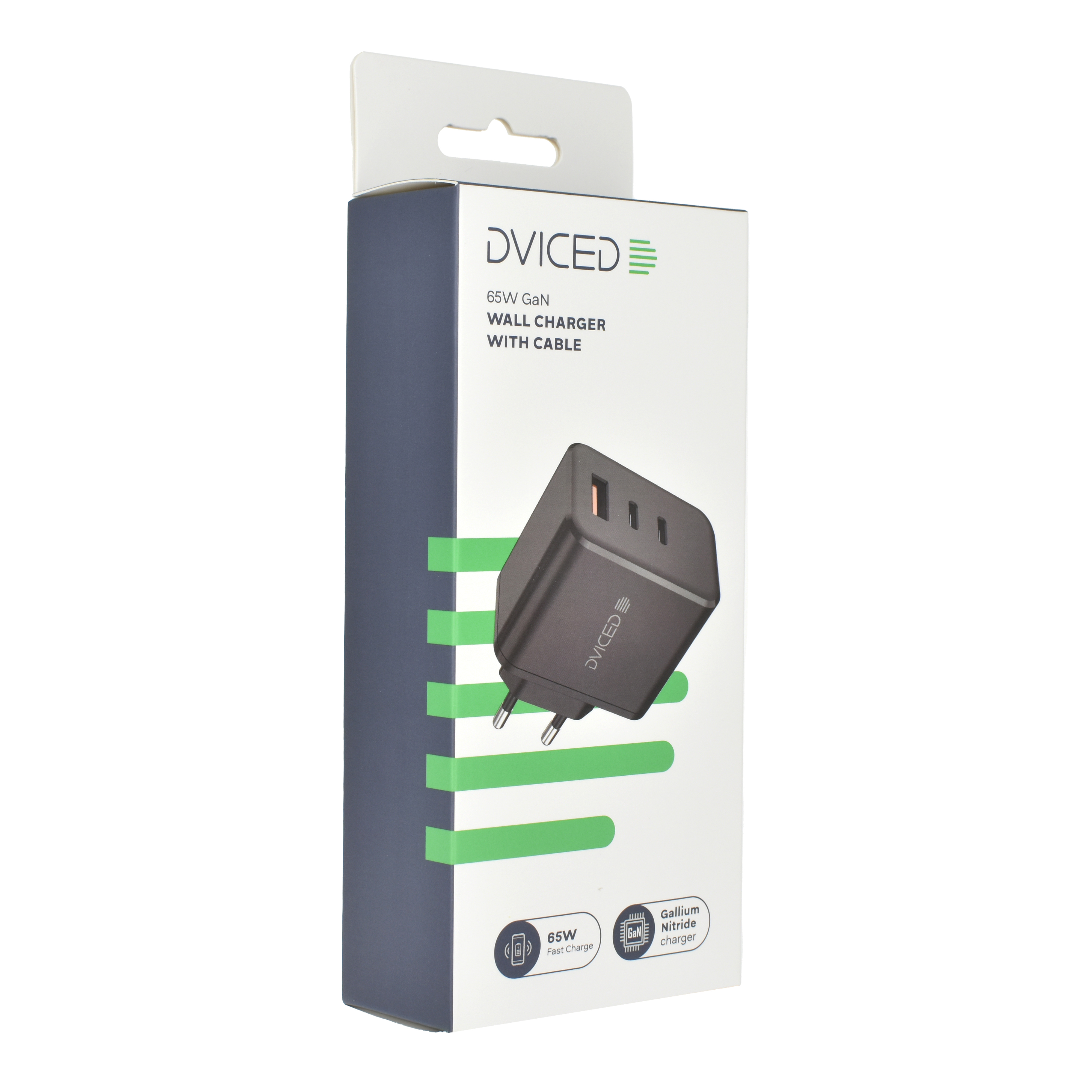 Punjač DVICED Wall charger 65W GaN (1 USB-A, 2 USB-C, EU, crna boja)-2