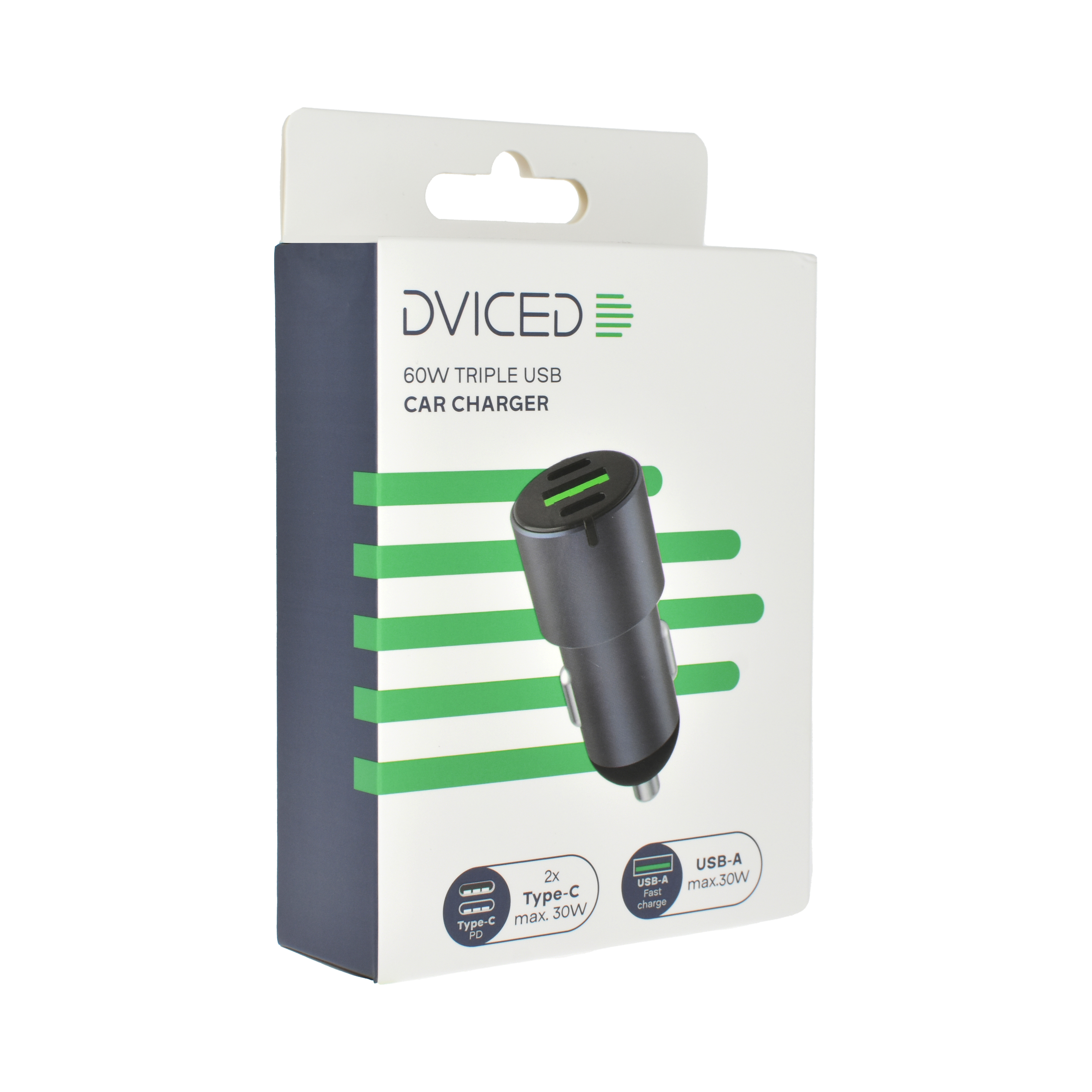 Auto punjač DVICED 60W 1 USB-A, 2 USB-C - Siva-1