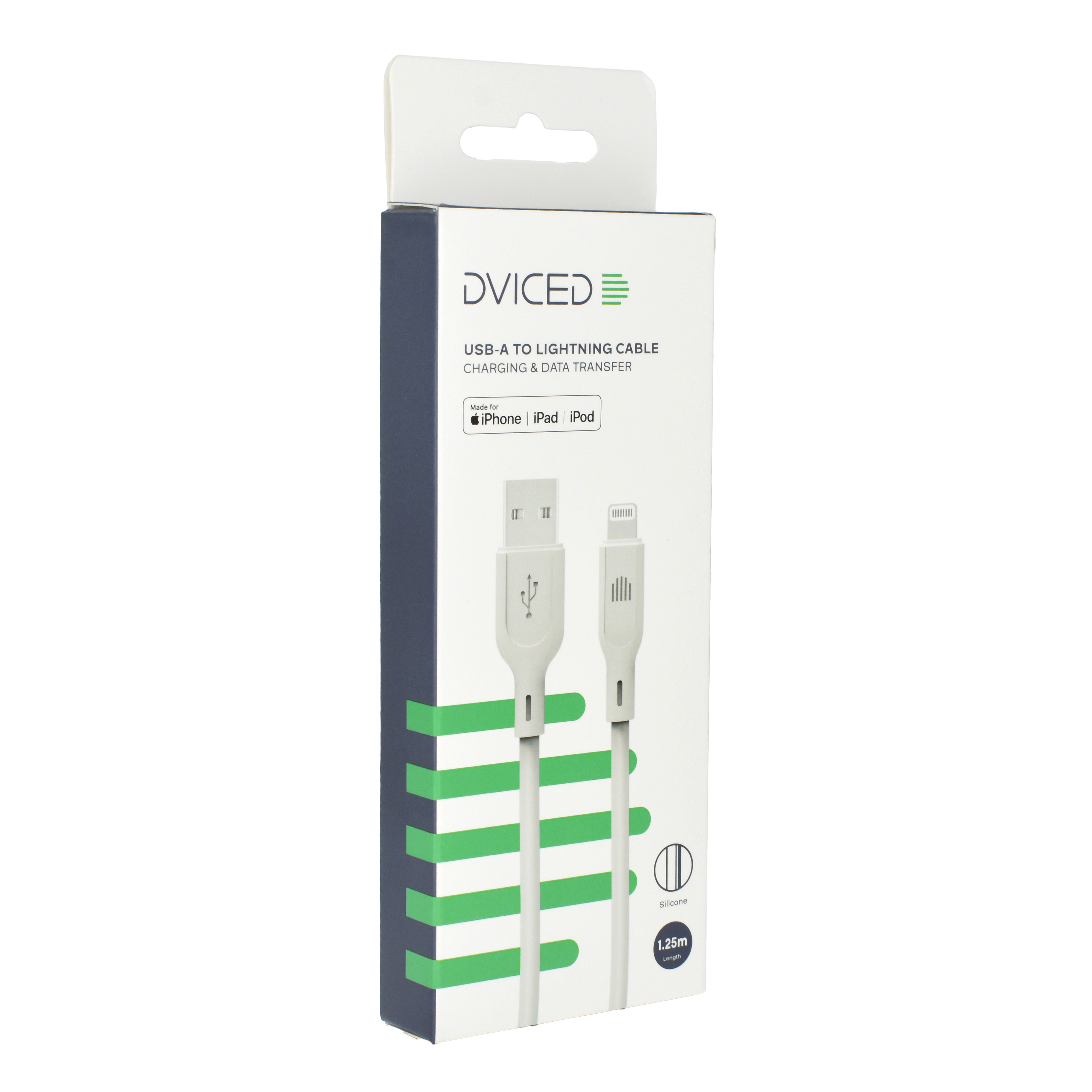 Kabel DVICED USB-A do Lightning silikon 1,25m - Bijeli-1