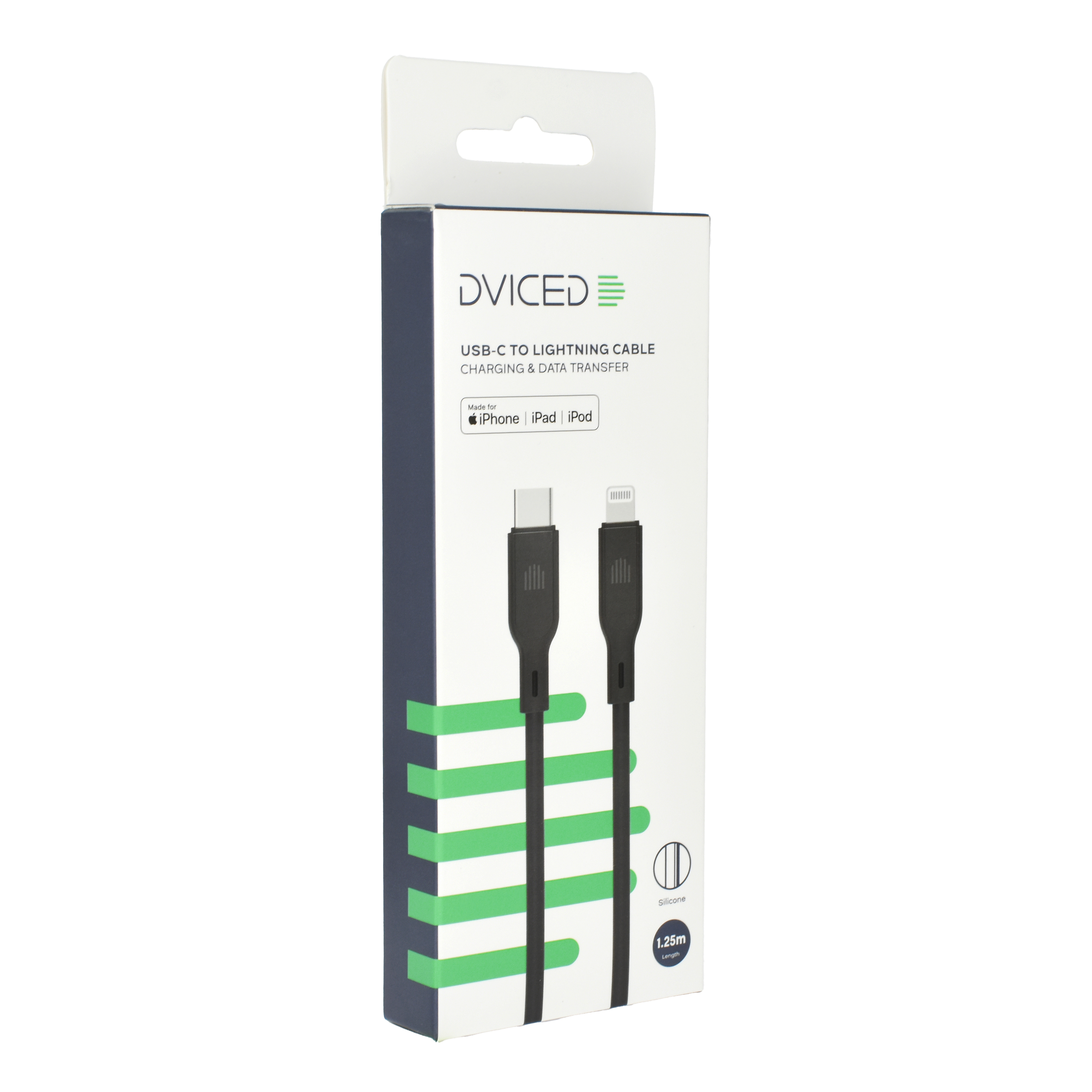 Kabel DVICED USB-C do Lightning silikon 1,25m - Crni-1