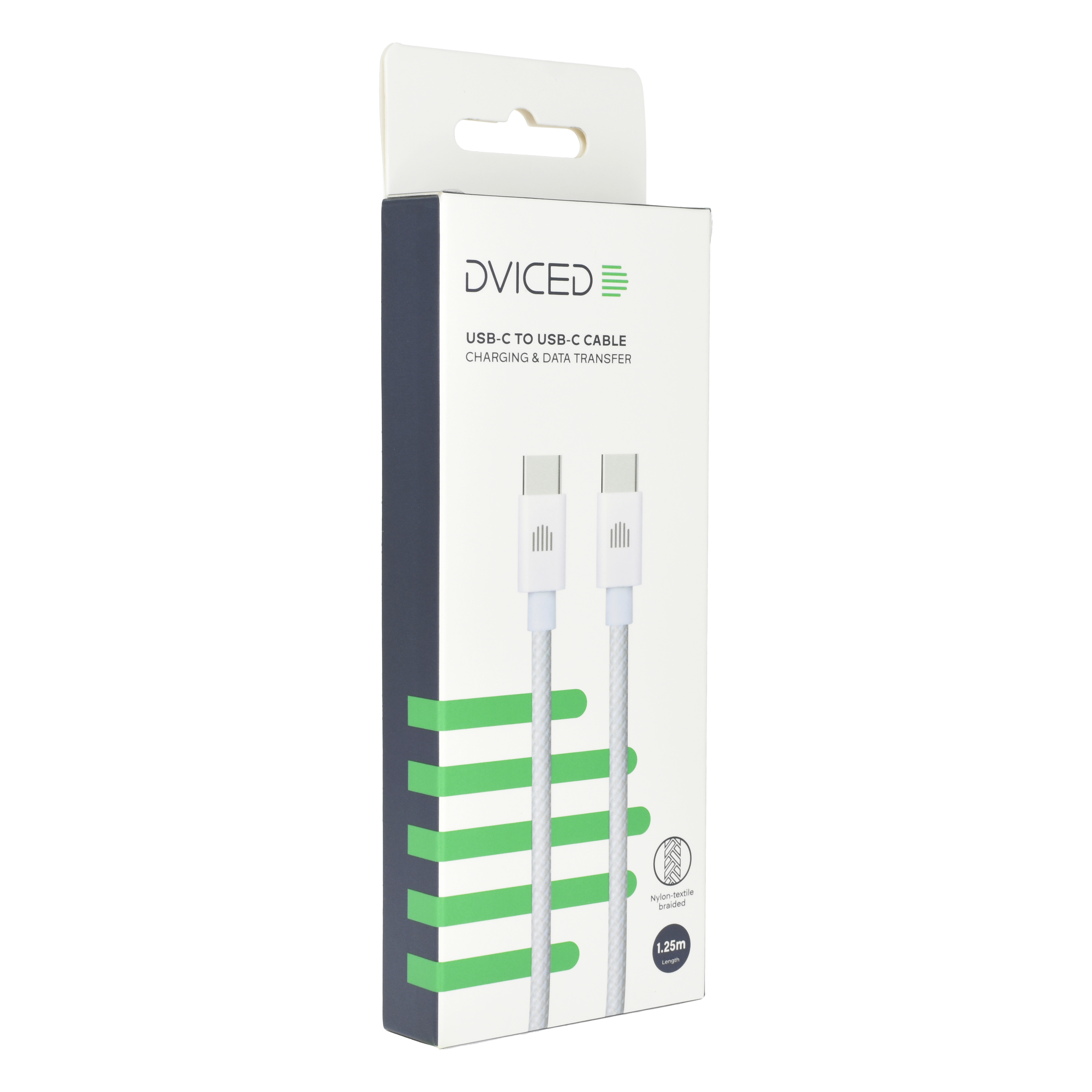 Kabel DVICED USB-C na USB-C, najlonski tekstil, 1,25m - Bijeli-1