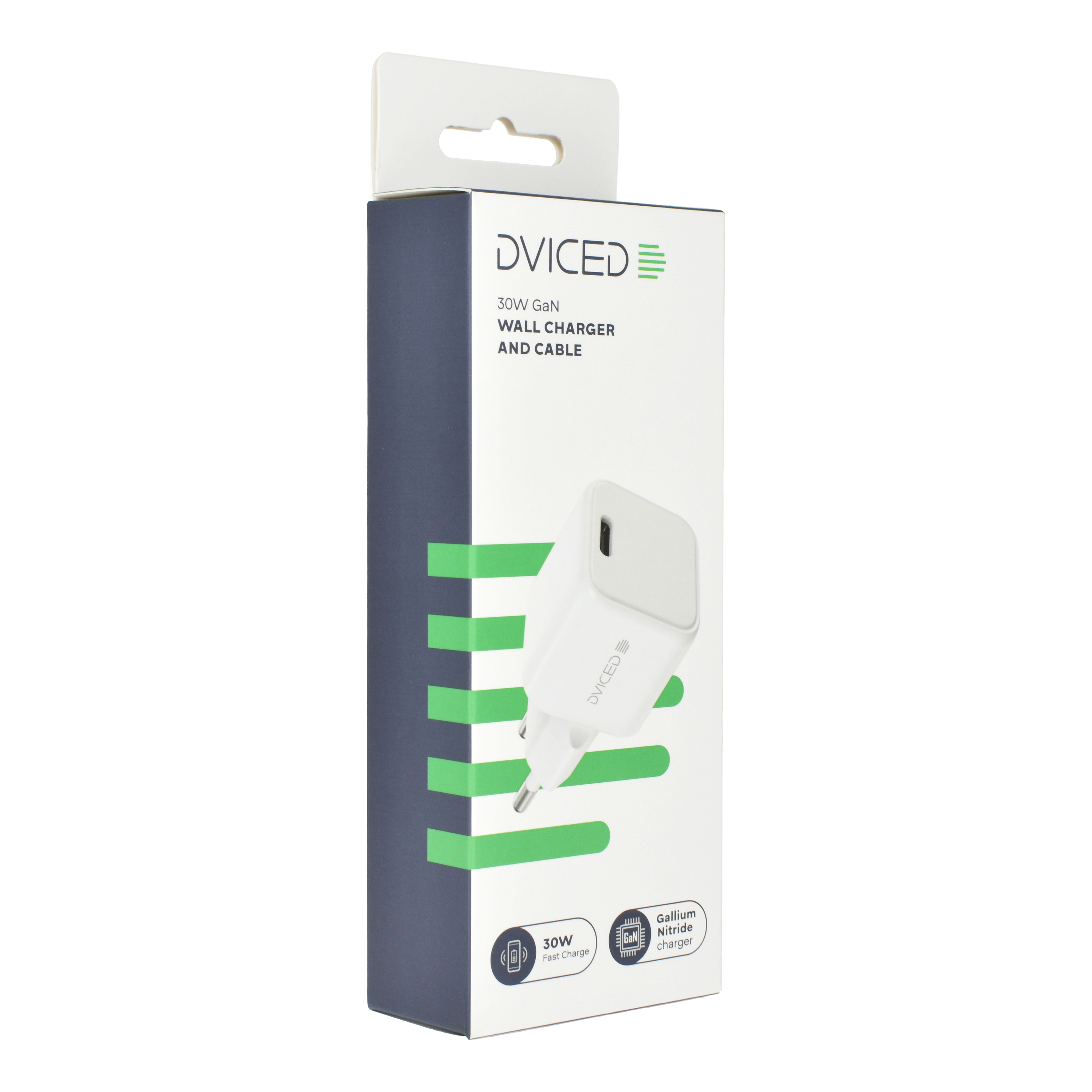Punjač DVICED Wall charger 30W GaN USB-C EU s kabelom - Bijeli-1