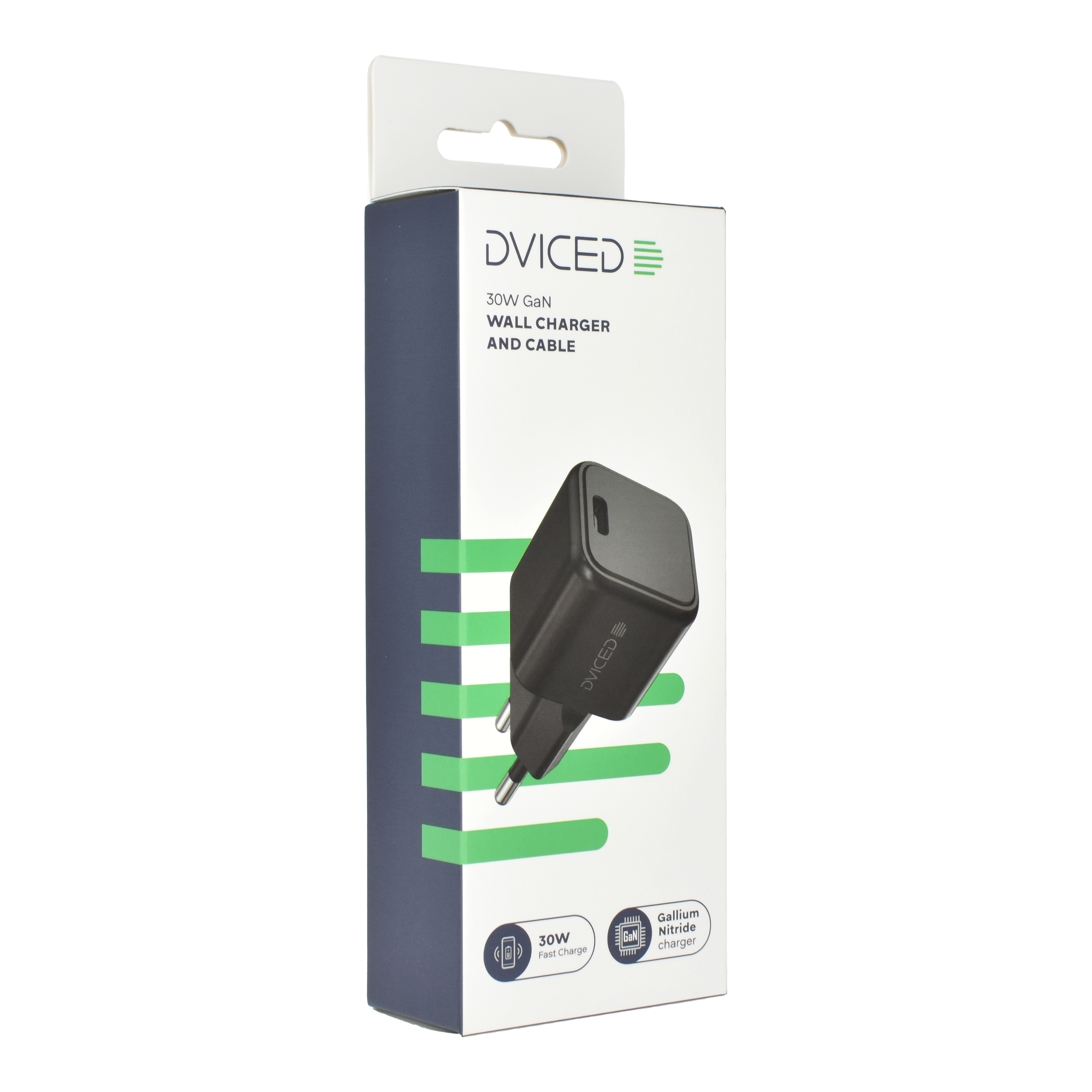 Punjač DVICED Wall charger 30W GaN USB-C EU s kabelom - Crni-3