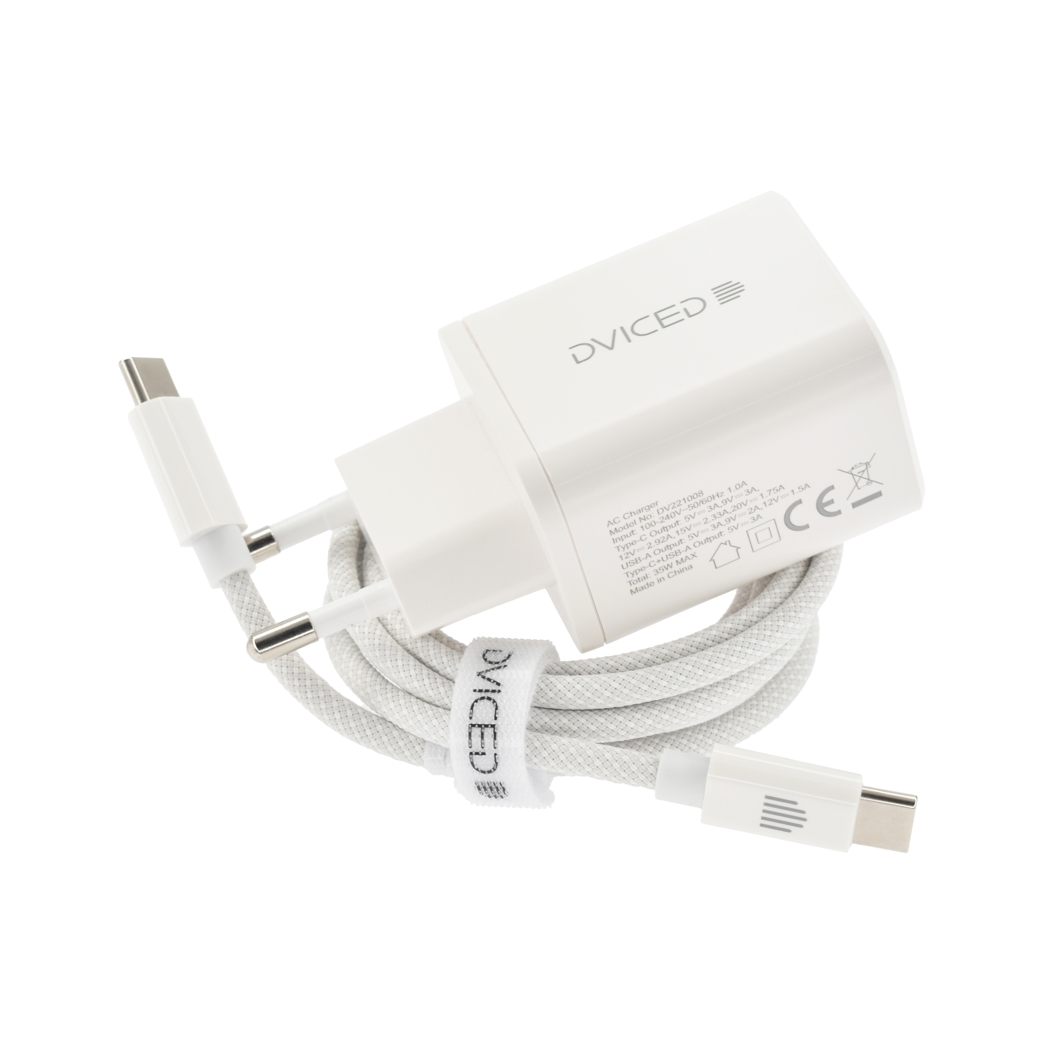 Punjač DVICED Wall charger 35W GaN (1 USB-A, 1 USB-C, EU, bijeli)-2
