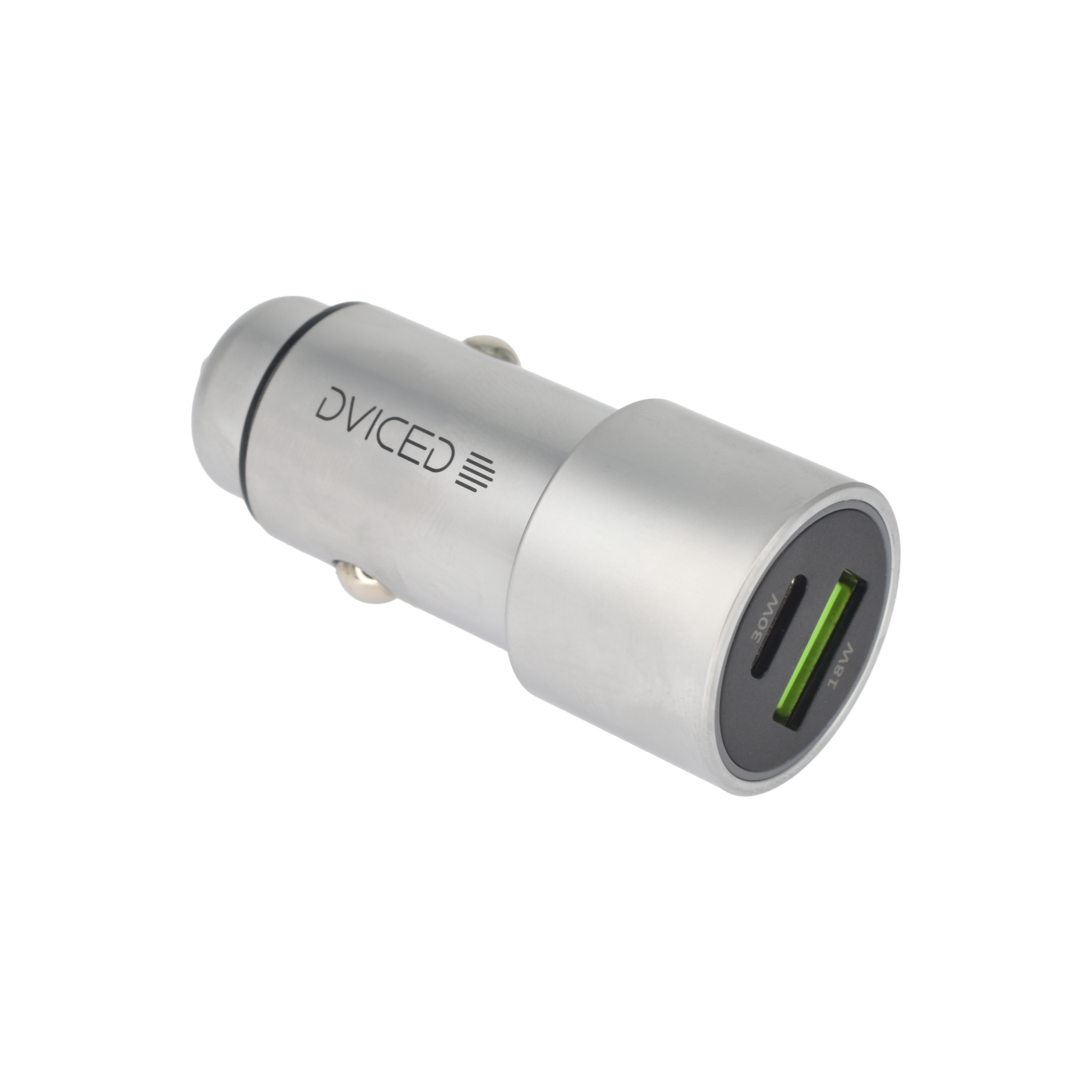 Auto punjač DVICED 1 USB-A, 1 USB-C - Metal-0