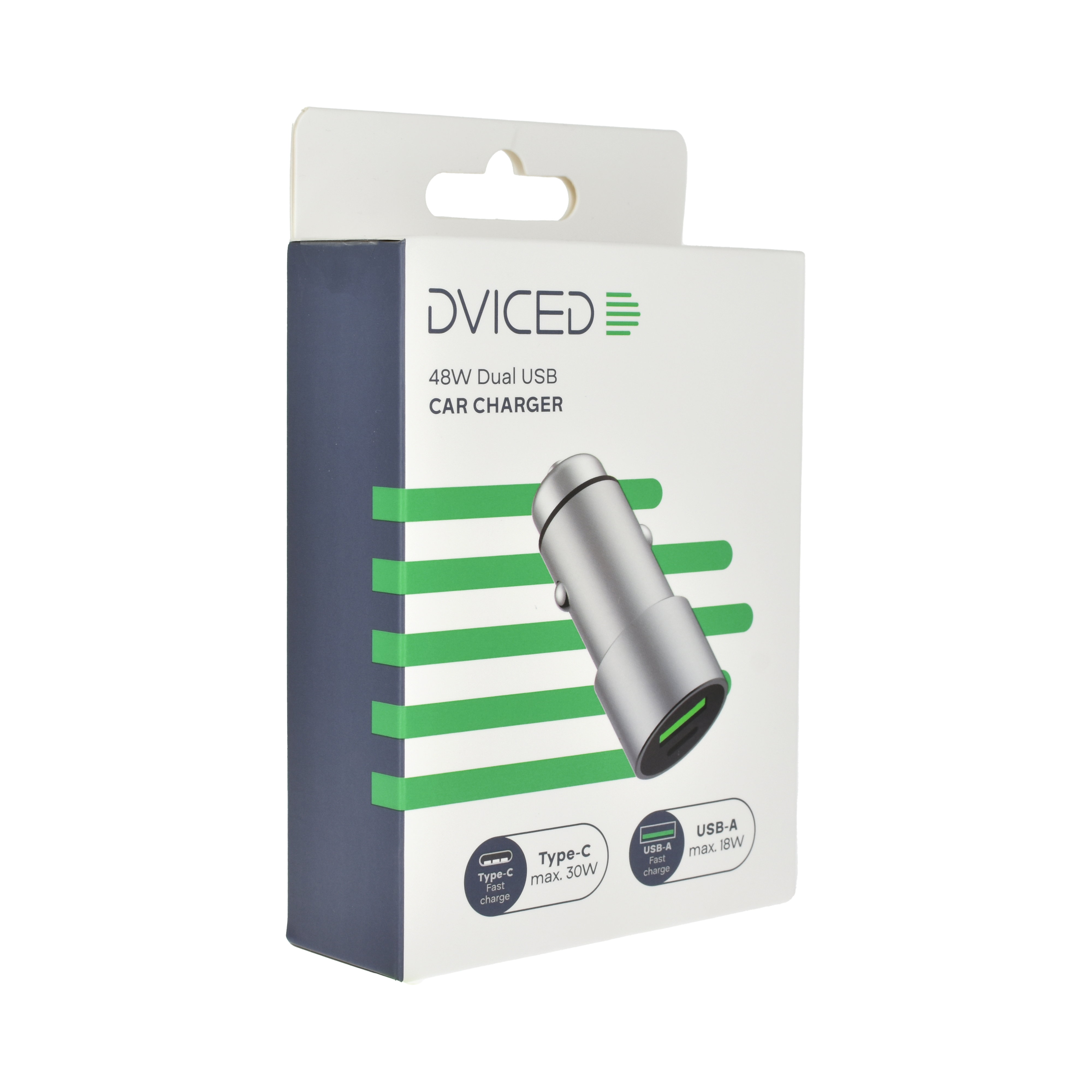 Auto punjač DVICED 1 USB-A, 1 USB-C - Metal-3