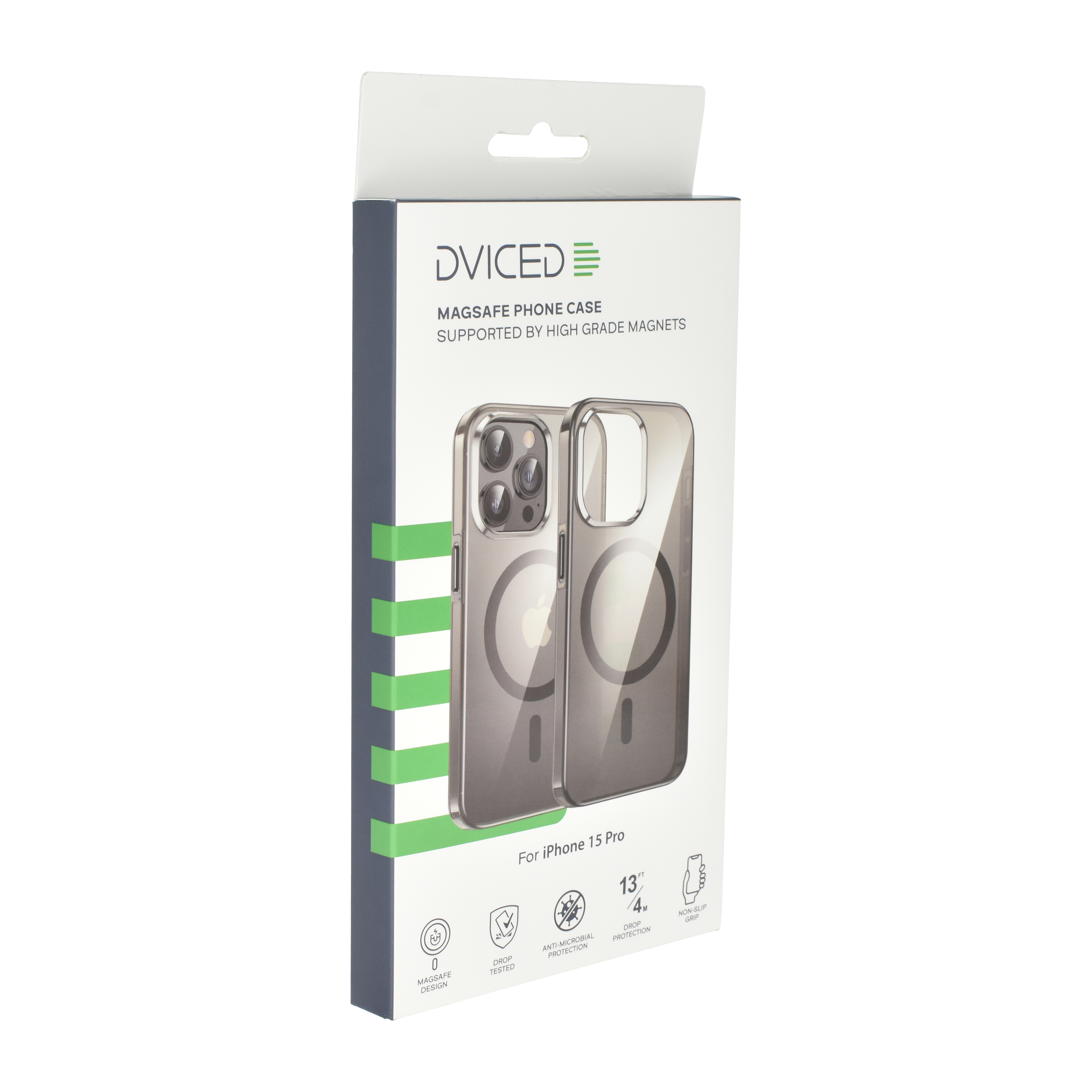 Maska za iPhone DVICED Magsafe iPhone 15 Pro (prozirna, crna boja)-4